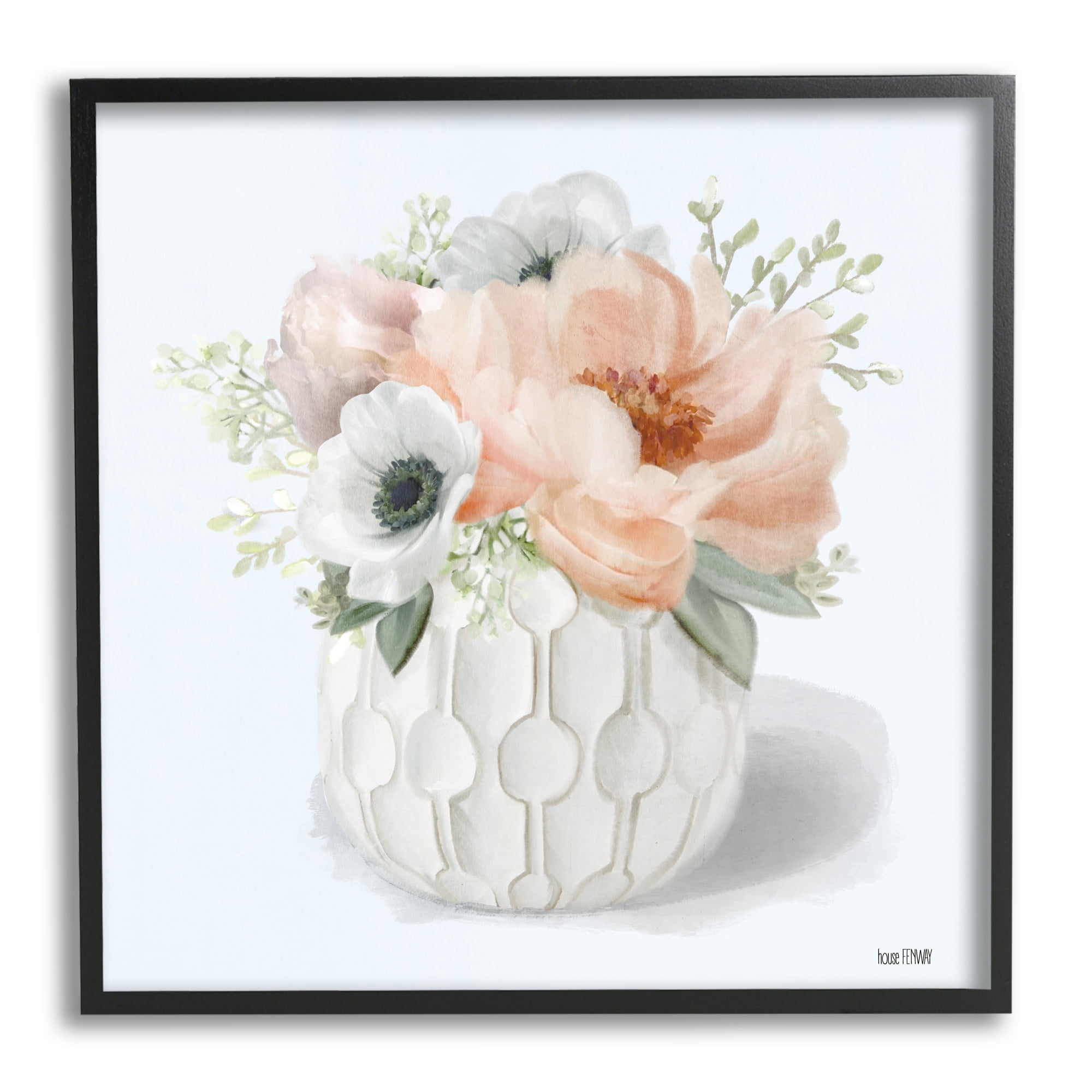 Stupell Industries Country Floral Bouquet in Geometric Planter Minimal Painting, 24 x 24,Design by House Fenway