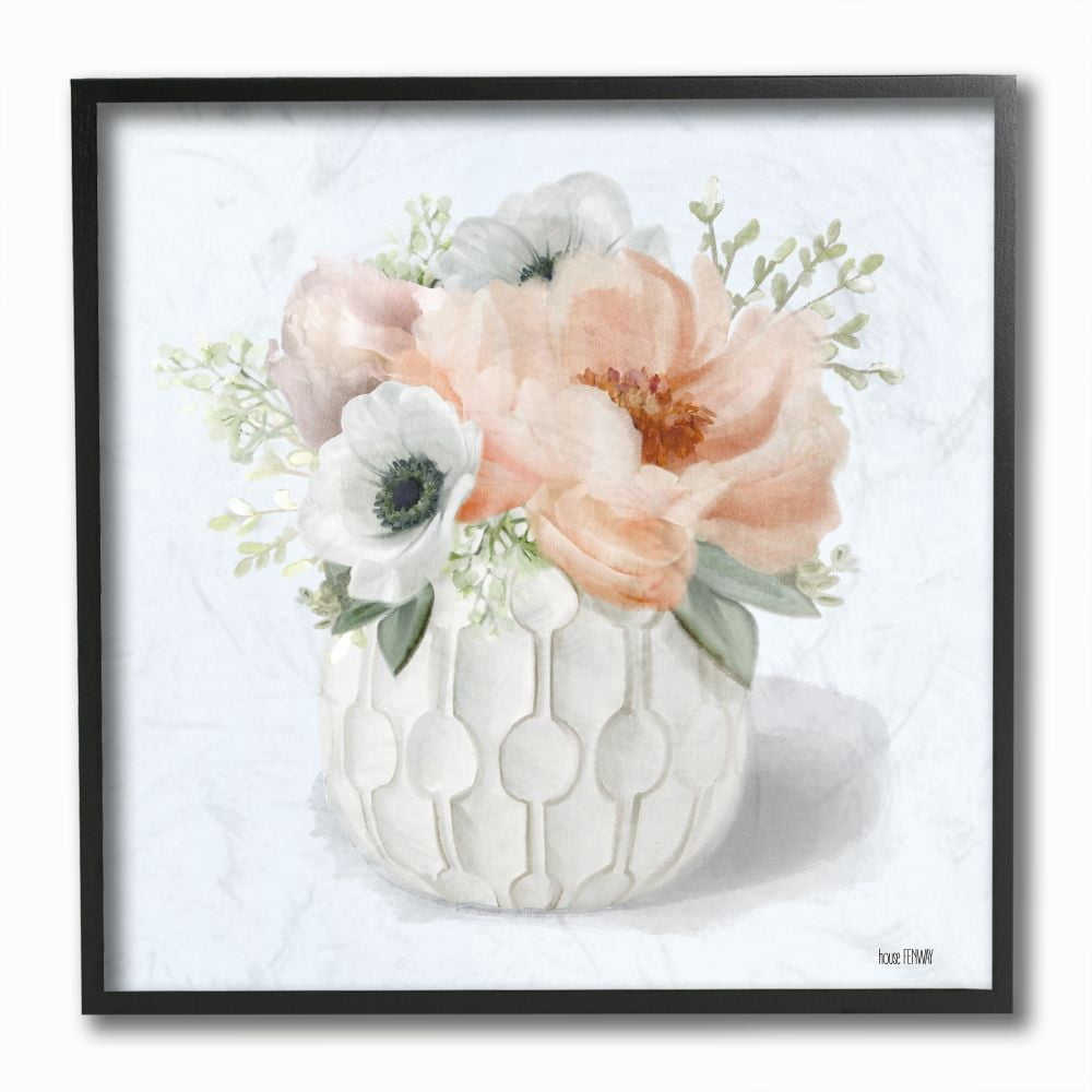 Stupell Industries Country Floral Bouquet in Geometric Planter Minimal Painting Framed Wall Art Design by House Fenway