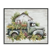 Stupell Industries Country Floral Truck Transportation Painting Black Framed Art Print Wall Art, 14 x 11