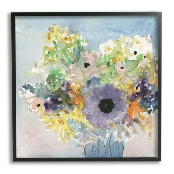 Stupell Industries Country Florals Watercolor Botanical & Floral Painting Black Framed Art Print Wall Art, 24 x 24
