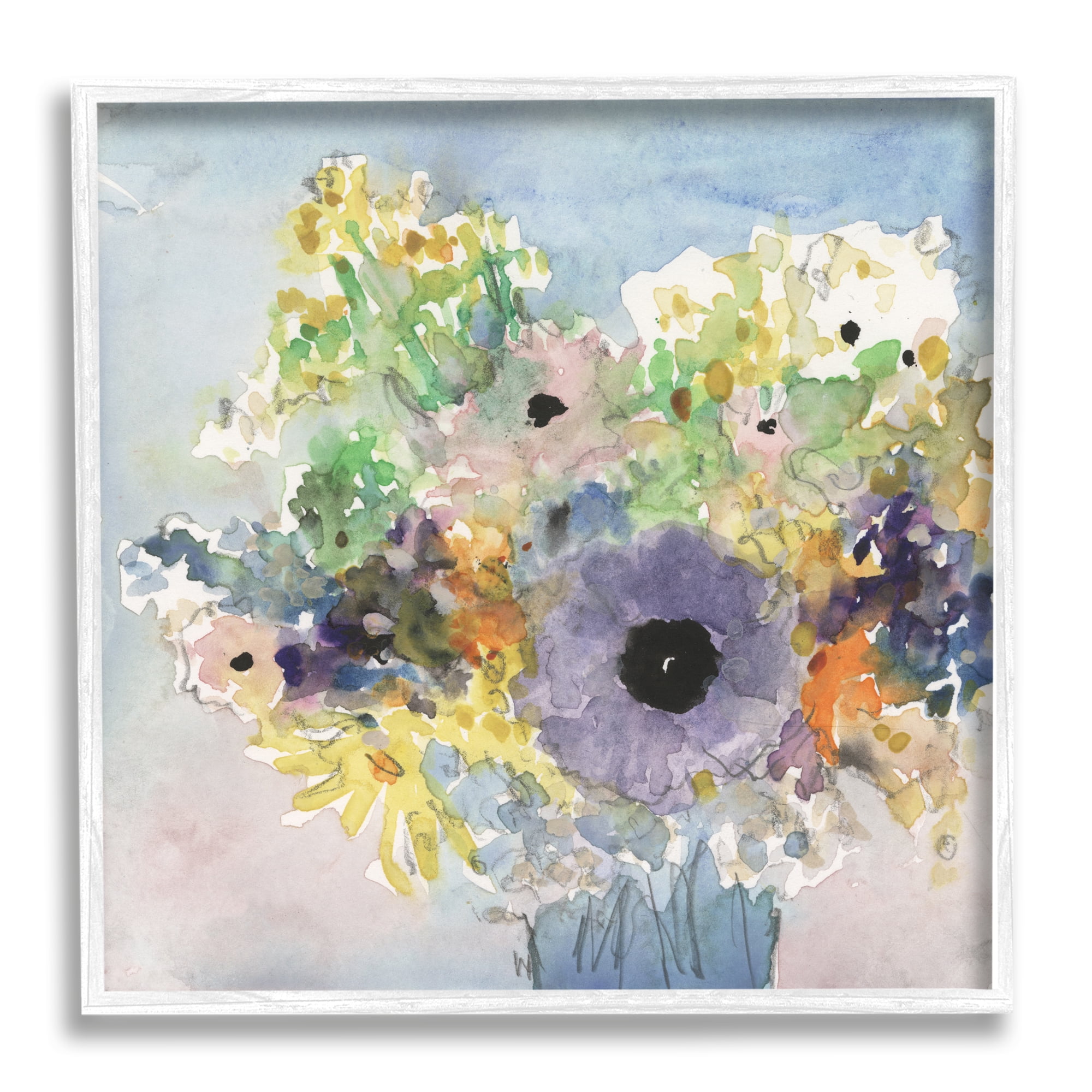 Stupell Industries Country Florals Watercolor Botanical & Floral Painting White Framed Art Print Wall Art, 24 x 24