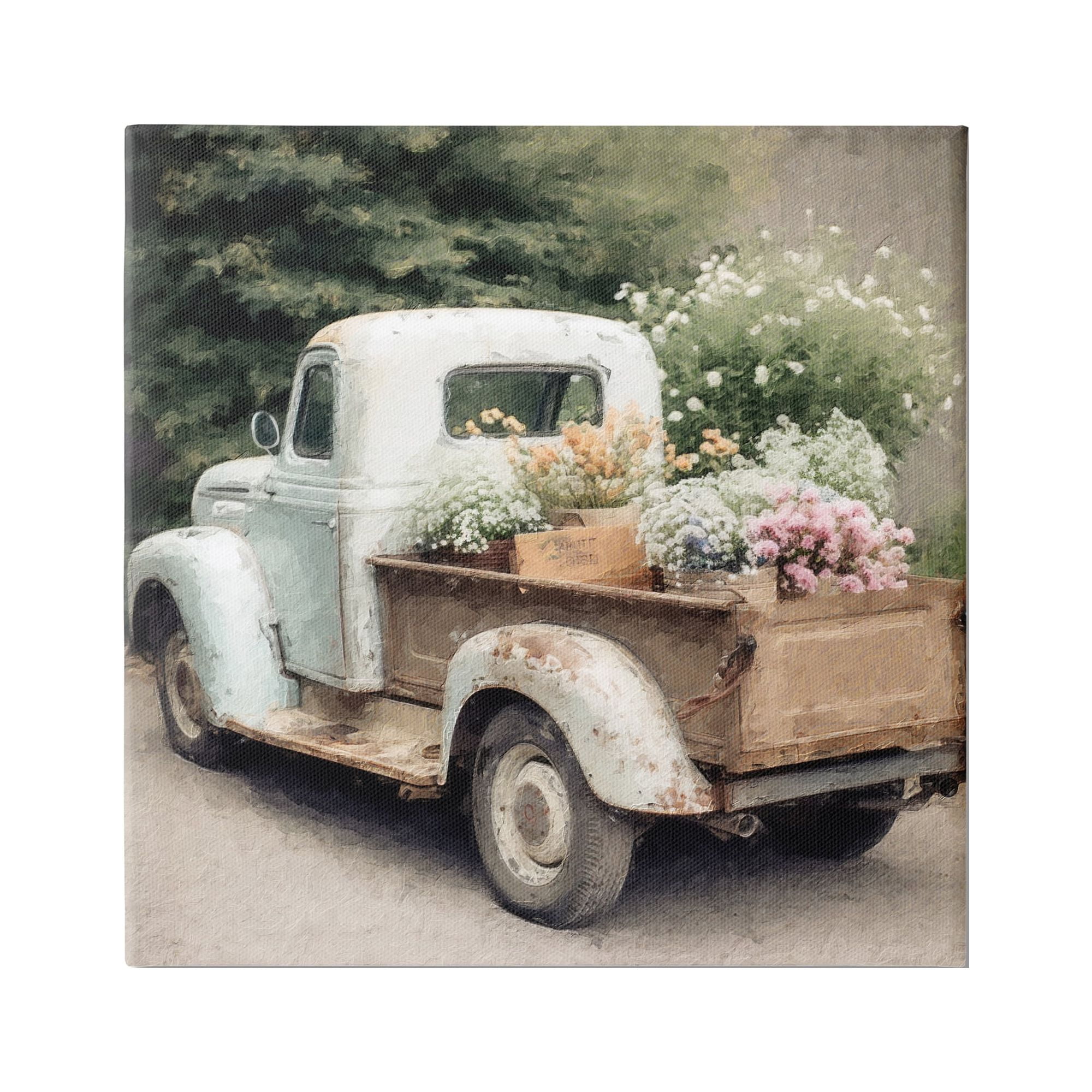 Vintage Truck with Country Florals Canvas Wall Art, 24 x 24