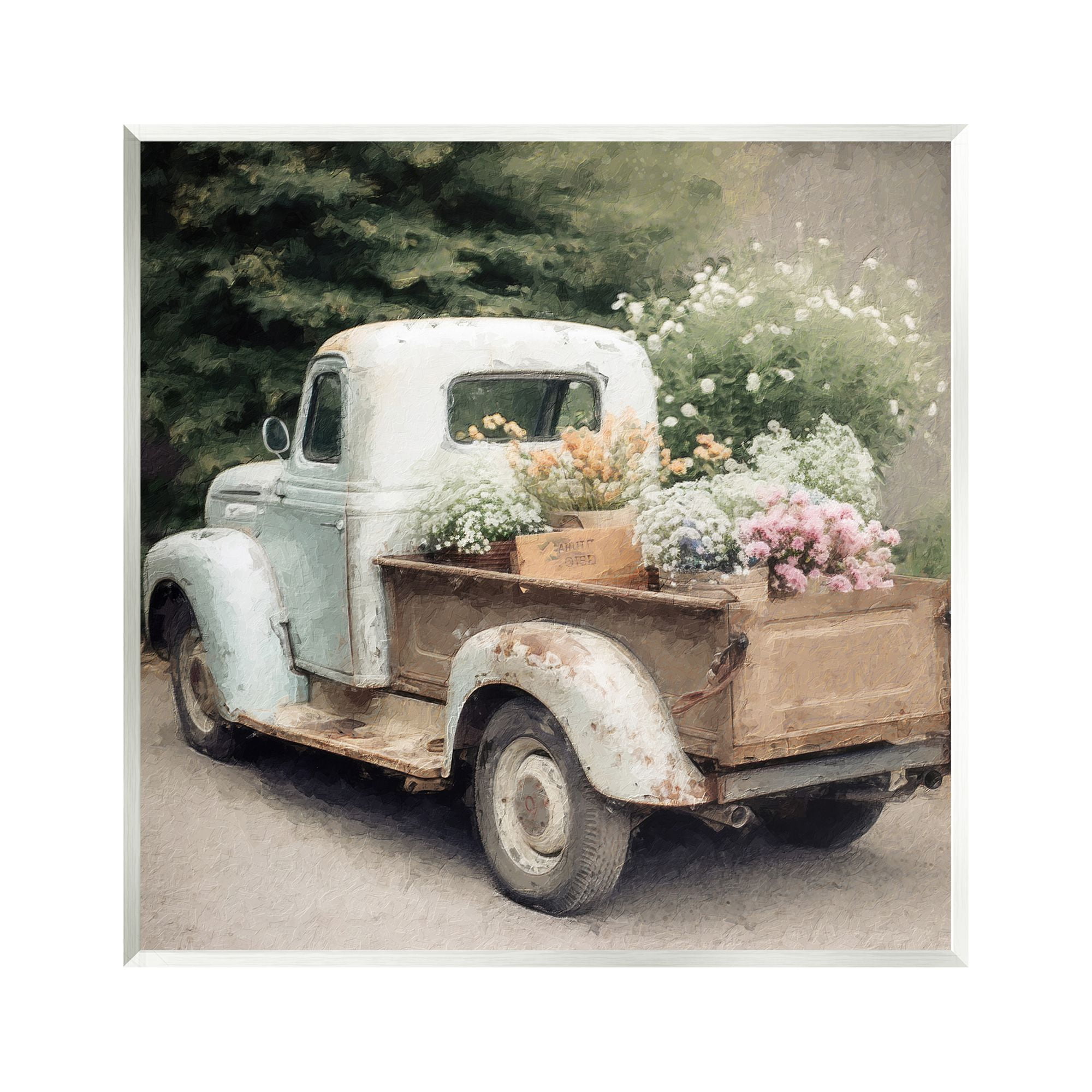 Vintage Truck with Country Florals 12" x 12" MDF Wall Plaque