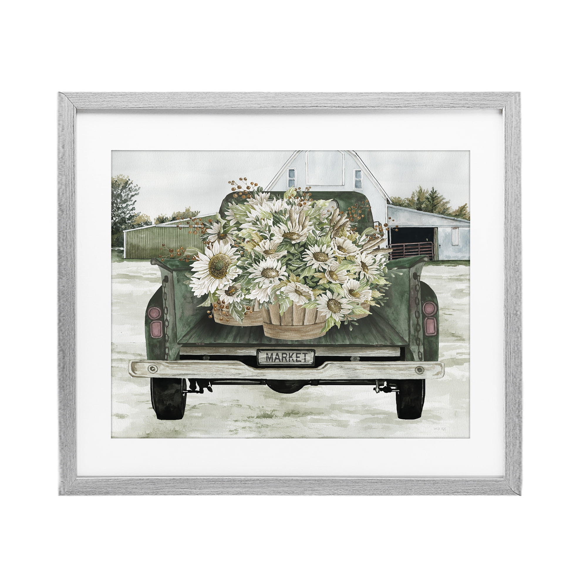 Stupell Industries Country Flower Delivery Baskets Gray Framed Print Under Glass, design by Cindy Jacobs