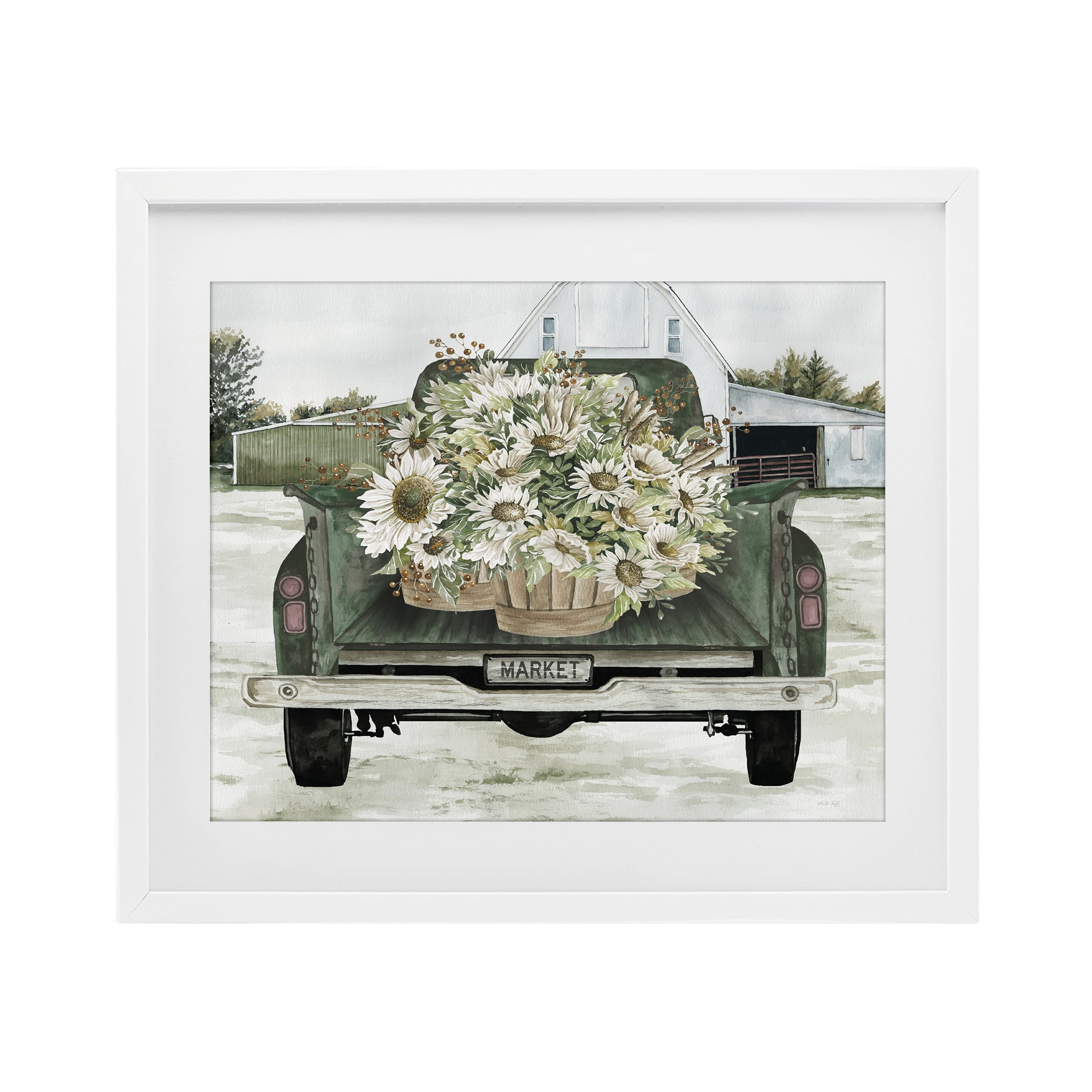Stupell Industries Country Flower Delivery Baskets White Framed Print Under Glass, design by Cindy Jacobs