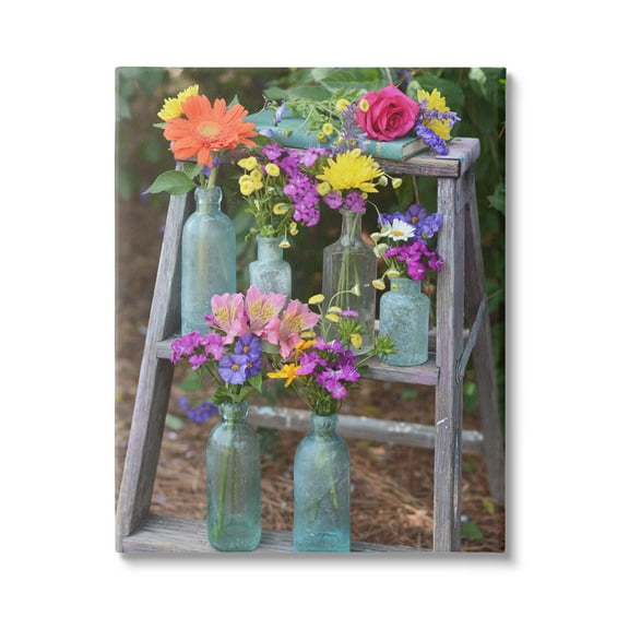 Stupell Industries Country Flower Jars Botanical & Floral Photography Gallery Wrapped Canvas Art Print Wall Art, 16 x 20
