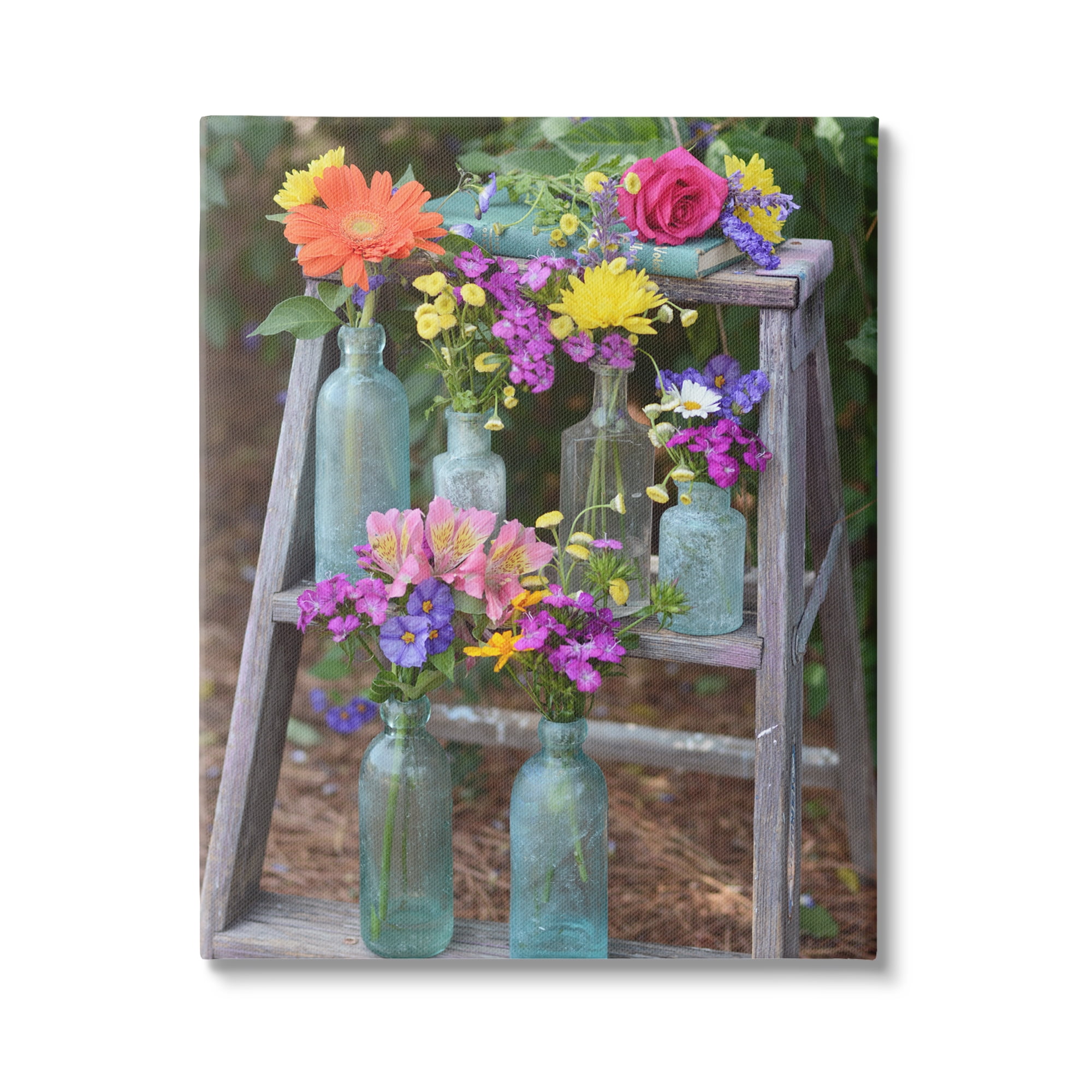 Stupell Industries Country Flower Jars Botanical & Floral Photography Gallery Wrapped Canvas Art Print Wall Art, 30 x 40