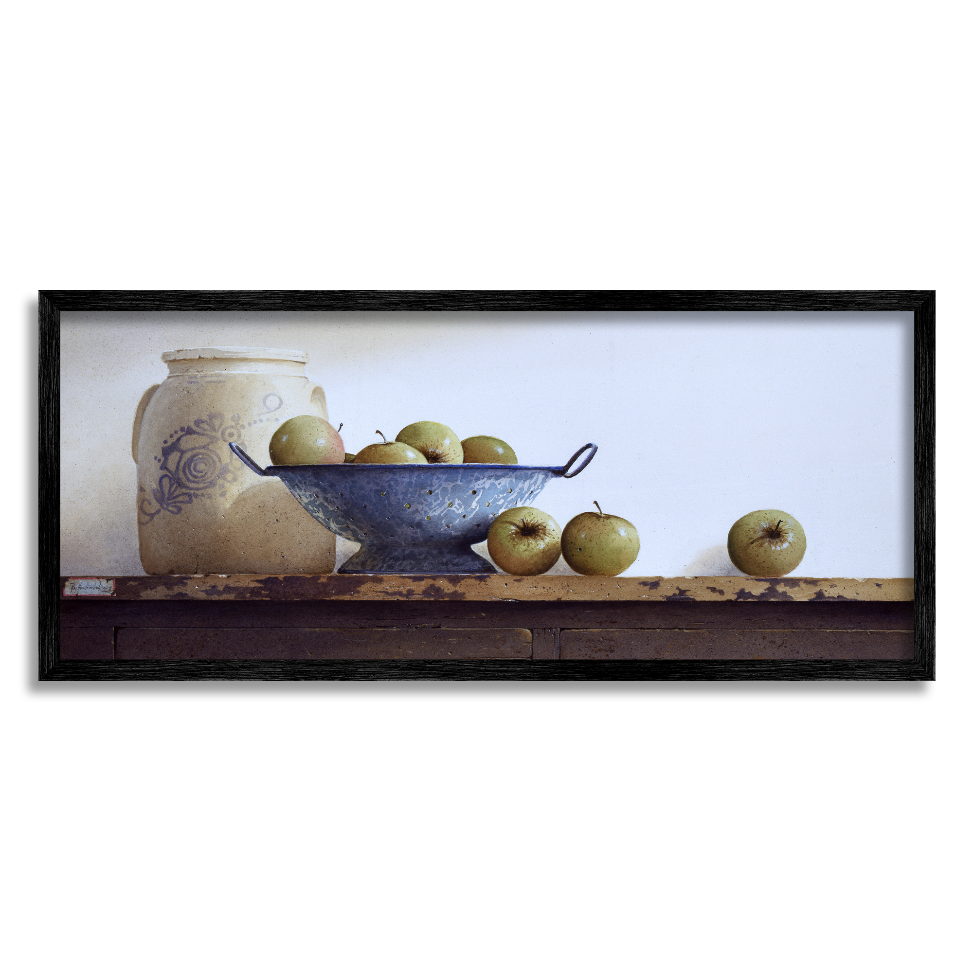 Stupell Industries Country Fruit Still Life Food & Beverage Painting Black Framed Art Print Wall Art, 30 x 13
