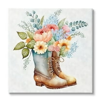 Stupell Industries Country Garden Boots Bouquet Botanical & Floral Painting Gallery Wrapped Canvas Print Wall Art