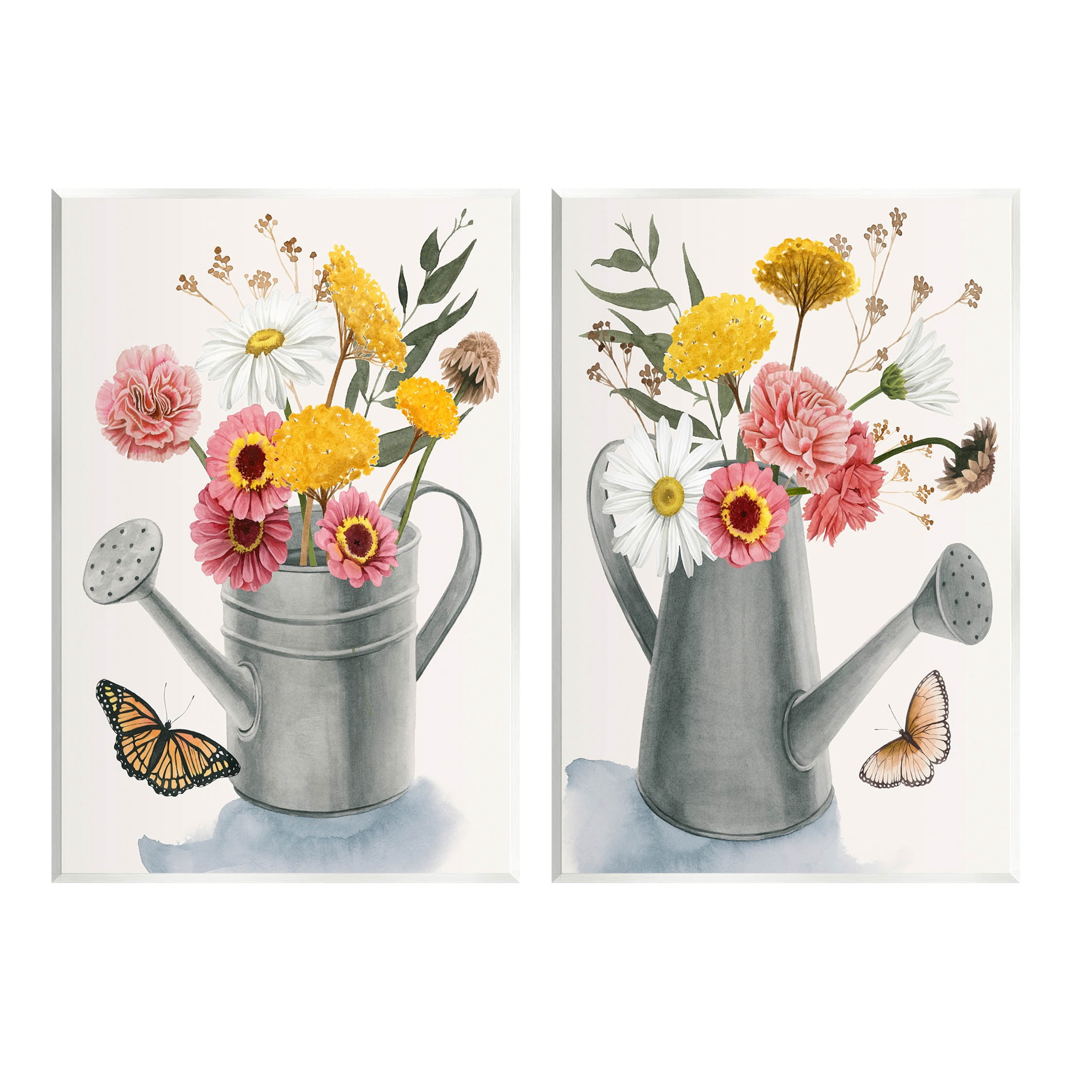 Stupell Industries Country Garden Botanical Watering Cans Graphic Art Unframed Art Print Wall Art, Set of 2, Design by Grace Popp