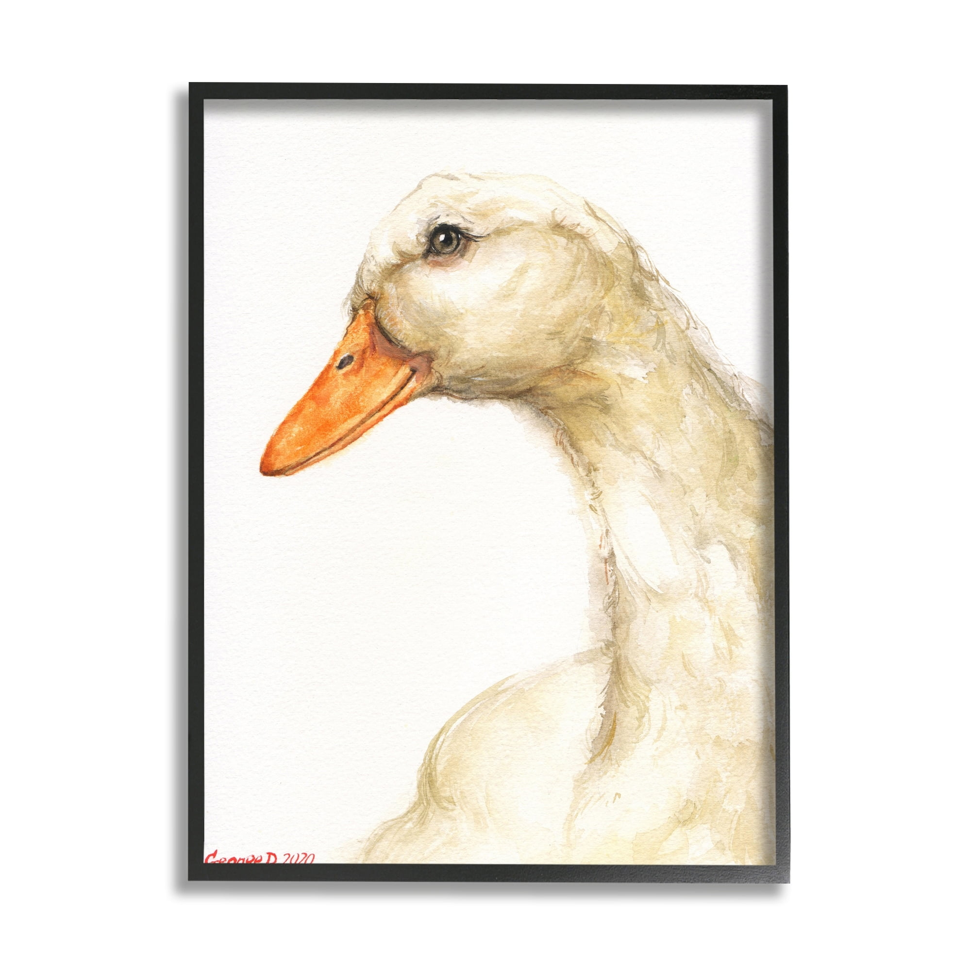 Stupell Industries Country Goose Portrait Soft Feather Bird Black Framed, 16 x 20, Design by George Dyachenko