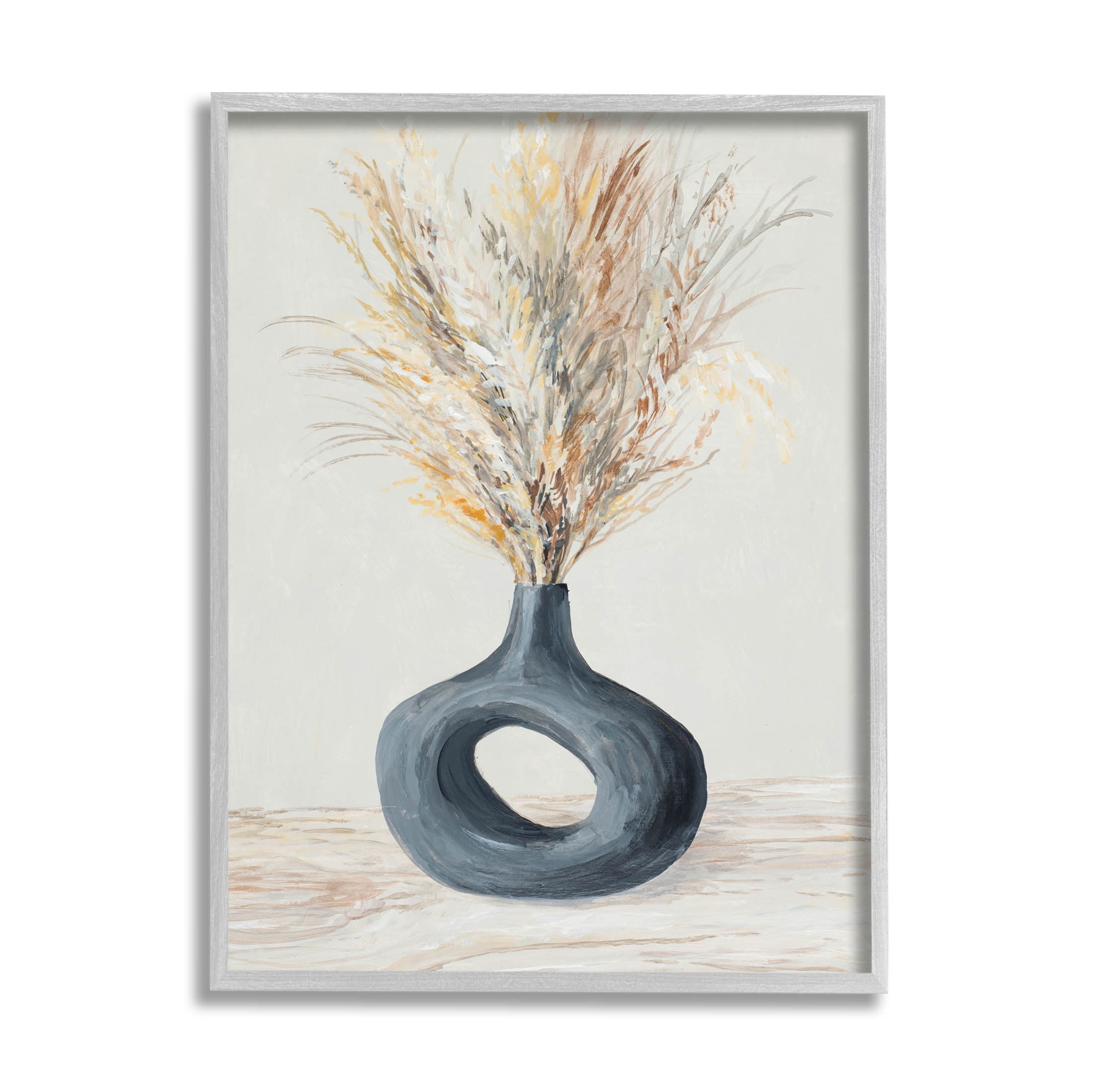 Stupell Industries Country Grain Modern Vase Painting Gray Framed Art Print Wall Art, Design by Lanie Loreth