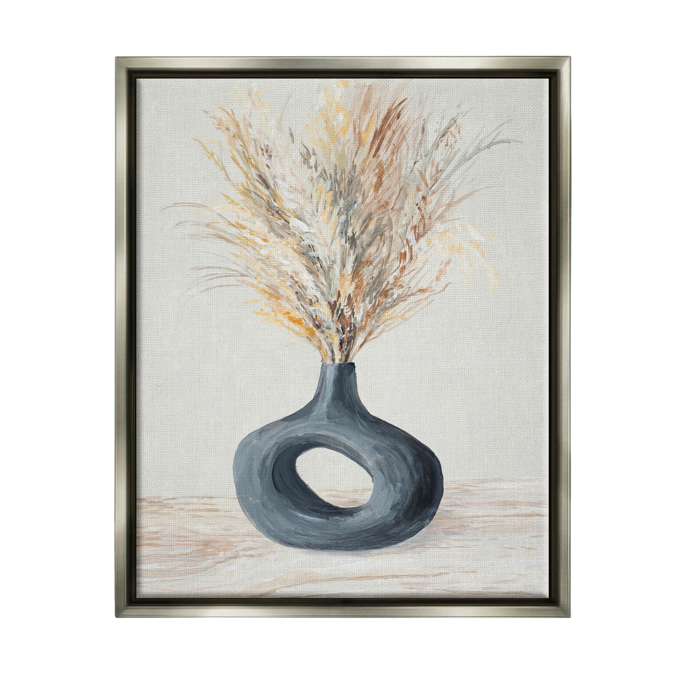 Stupell Industries Country Grain Modern Vase Painting Luster Gray Floating Framed Canvas Print Wall Art, Design by Lanie Loreth