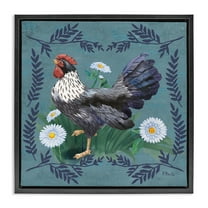 Stupell Industries Country Hen & Ferns Animals & Insects Painting Black Floater Framed Canvas Art Print Wall Art, 18 x 18