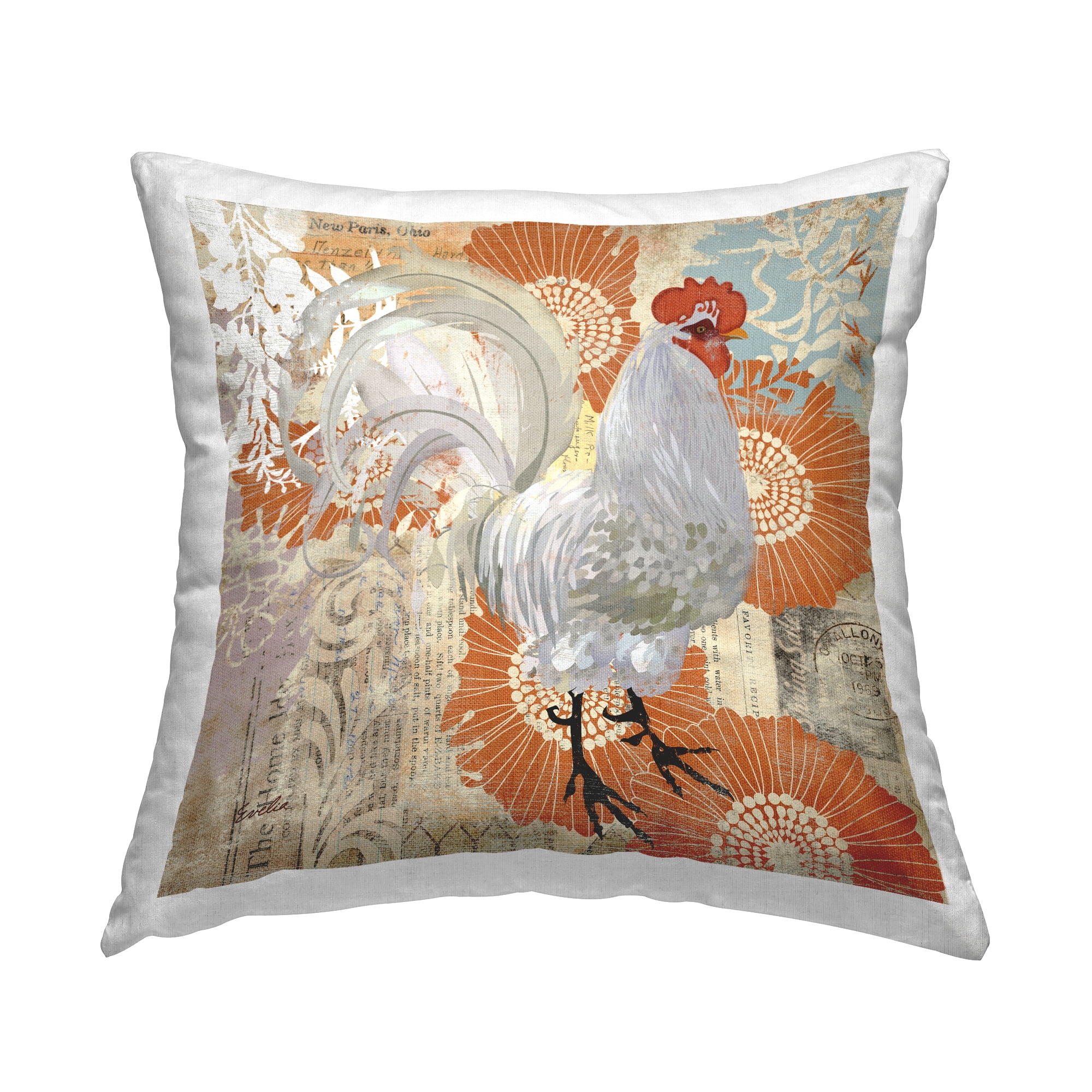 Stupell Industries Country Hen Floral Layers Printed Throw Pillow Design by Evelia Designs