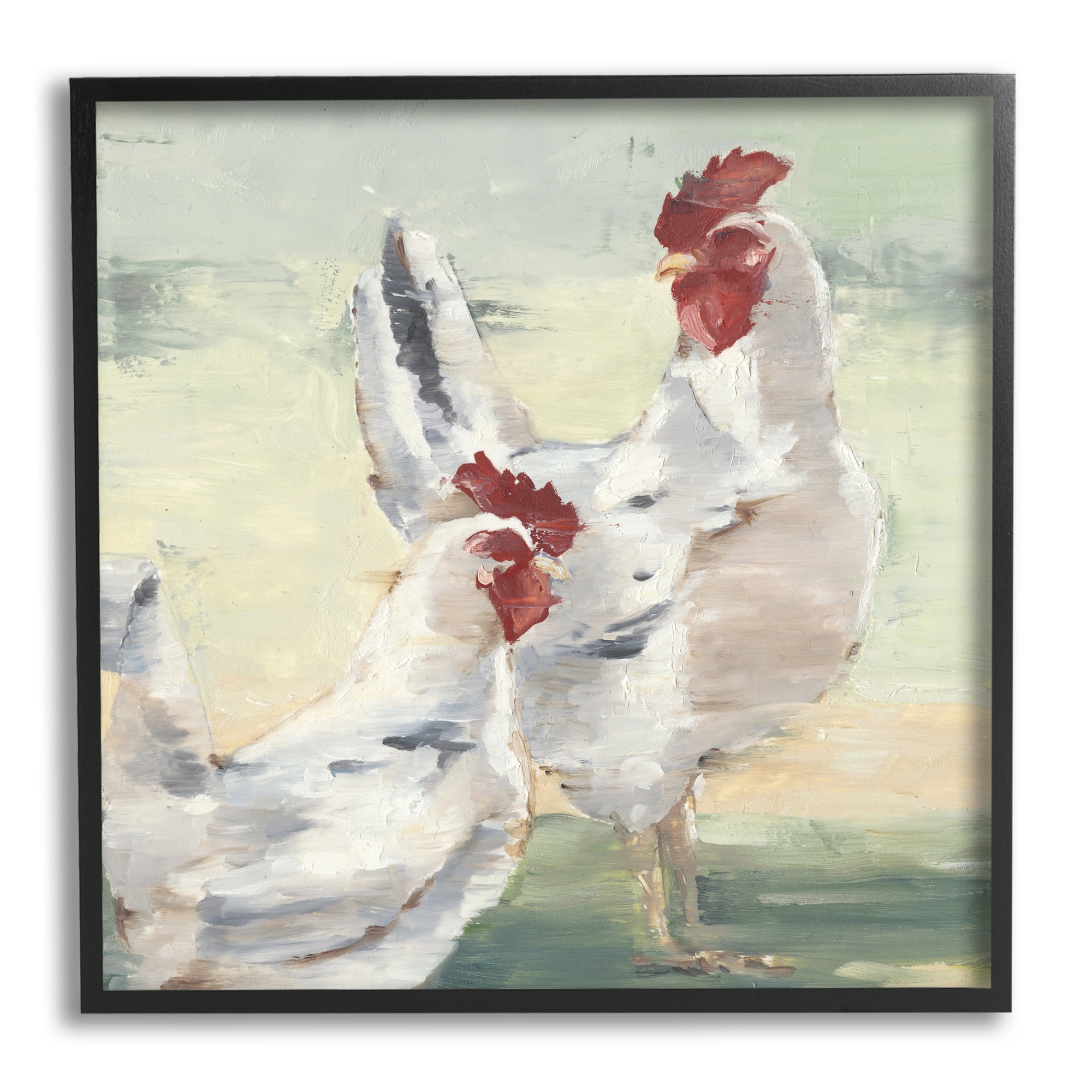 Stupell Industries Country Hens Farmhouse Portrait Animals & Insects Painting Black Framed Art Print Wall Art