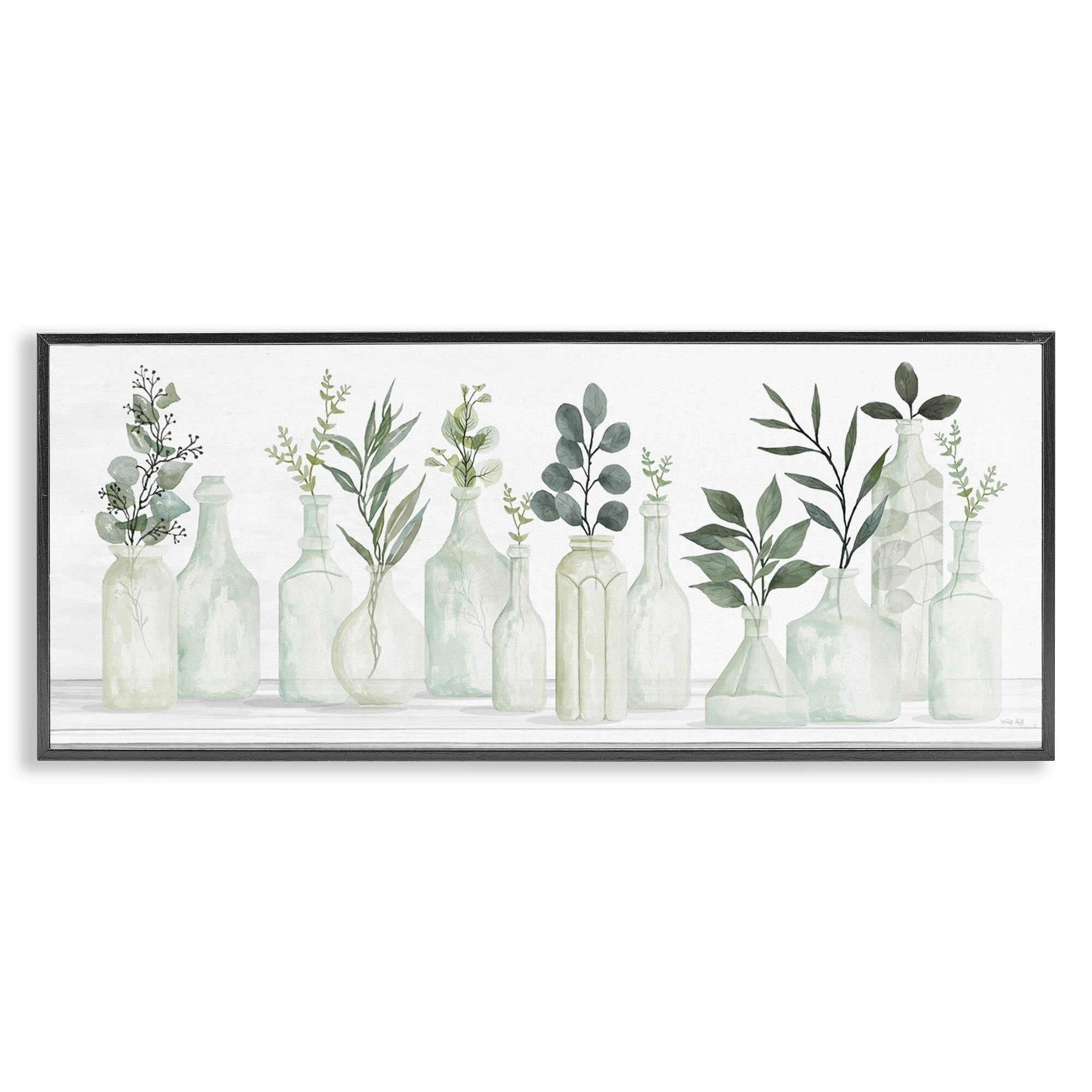 Stupell Industries Country Herb Jars Botanical & Floral Painting Black Framed Art Print Wall Art, 24 x 10