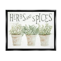 Stupell Industries Country Herbs & Spices Botanical & Floral Painting Black Floater Framed Canvas Art Print Wall Art, 21 x 17
