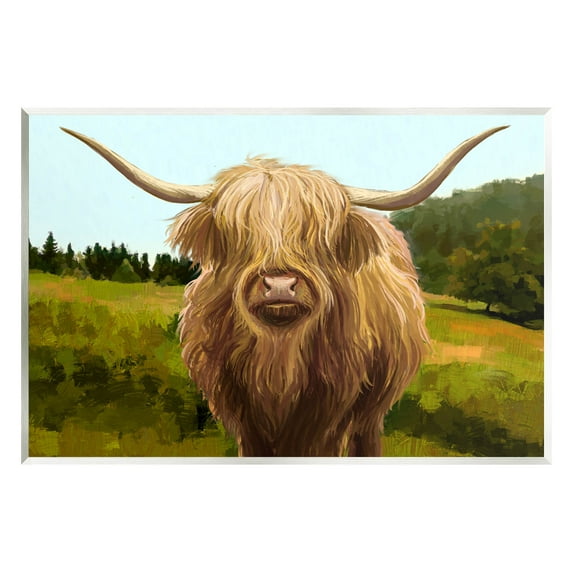 Stupell Industries Country Highland Cattle Grazing Painting Unframed Art Print Wall Art, Design by Ziwei Li