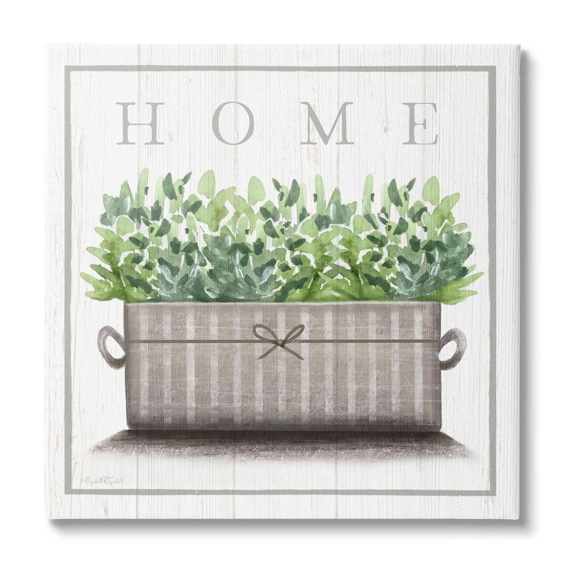 Stupell Industries Country Home Potted Plant Rustic Pattern Sign Canvas Wall Art, 17 x 17, Design by Elizabeth Tyndall