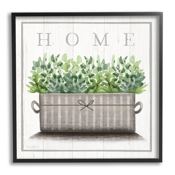 Stupell Industries Country Home Potted Plant Rustic Pattern Sign Framed Wall Art, 12 x 12, Design by Elizabeth Tyndall