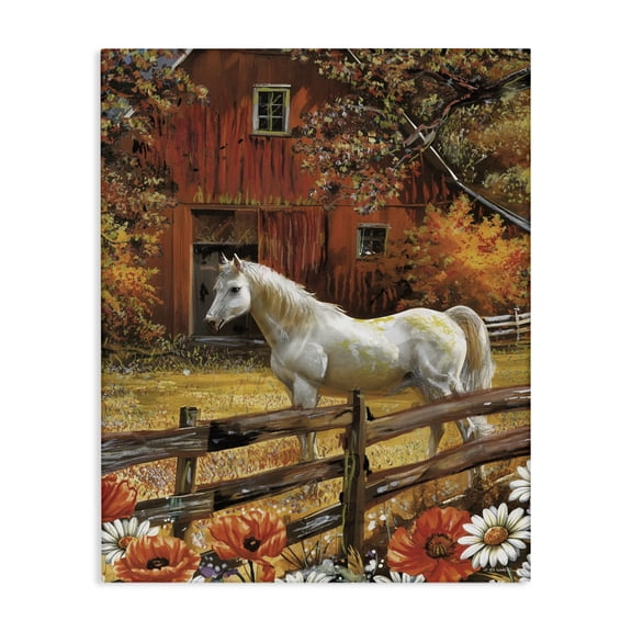 Stupell Industries Country Horse Autumn Barn Canvas Wall Art, design by Ed Wargo