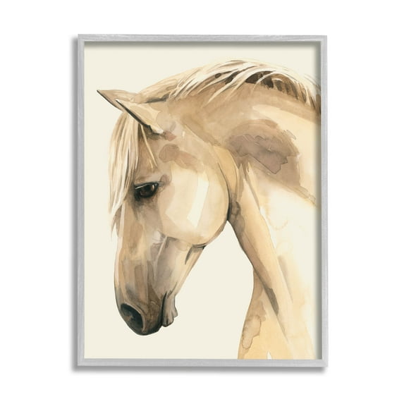 Stupell Industries Country Horse Farm Animal Portrait Graphic Art Gray Framed Art Print Wall Art, Design by Grace Popp
