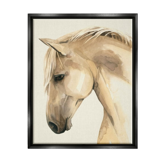Stupell Industries Country Horse Farm Animal Portrait Graphic Art Jet Black Floating Framed Canvas Print Wall Art, Design by Grace Popp