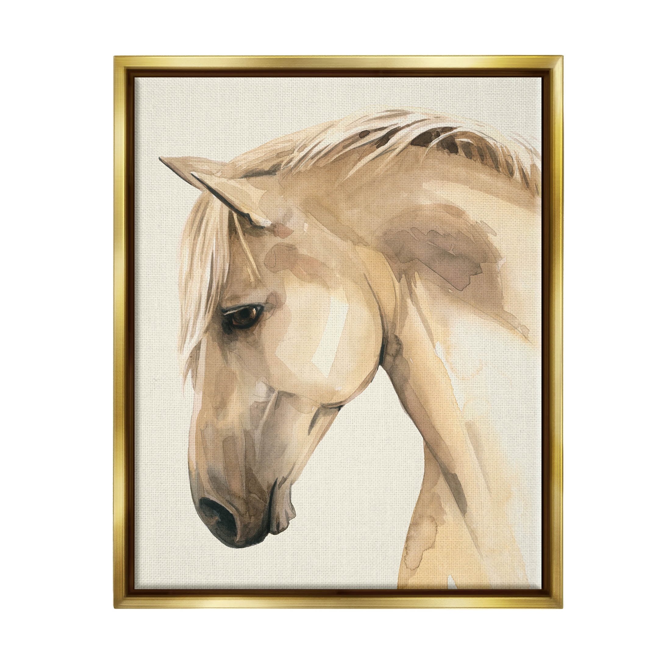 Stupell Industries Country Horse Farm Animal Portrait Graphic Art Metallic Gold Floating Framed Canvas Print Wall Art, Design by Grace Popp