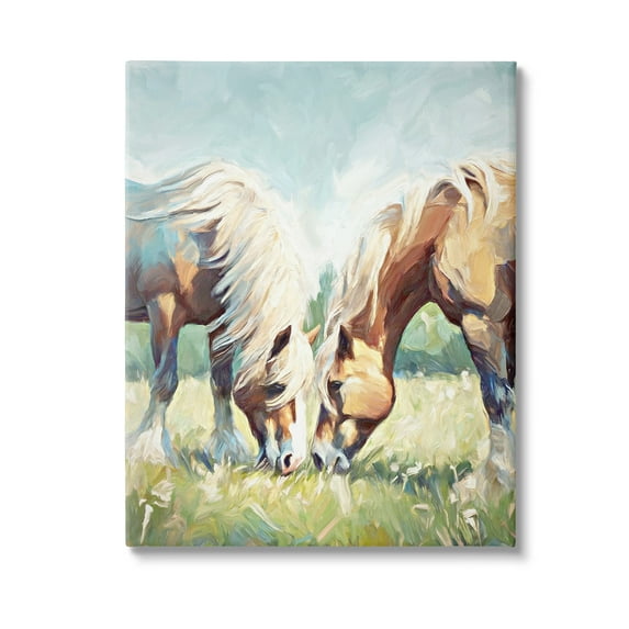 Stupell Industries Country Horses Grazing Animals & Insects Painting Gallery Wrapped Canvas Art Print Wall Art, 30 x 40