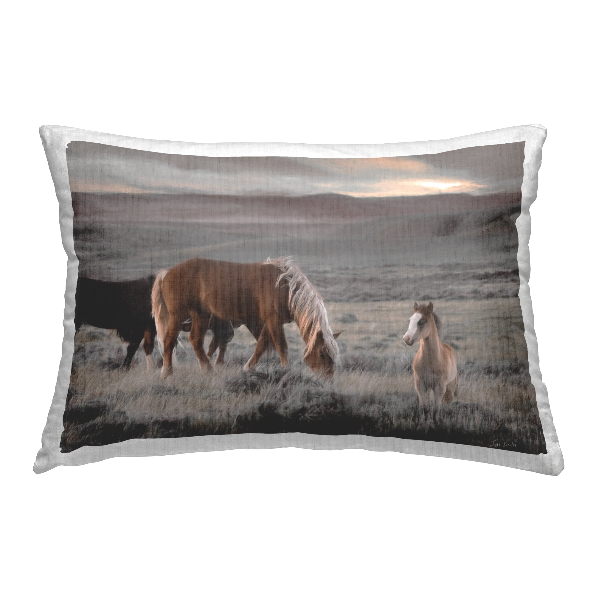 Stupell Industries Country Horses in Valley Decorative Printed Throw Pillow Design by Lori Deiter.