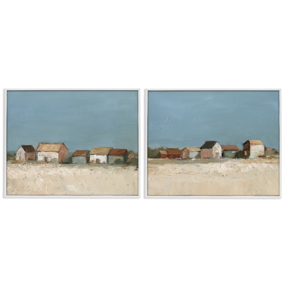 Stupell Industries Traditional Country Houses in Distance White 2pc Framed Giclee Art Set, 20 x 16 each, by Ethan Harper