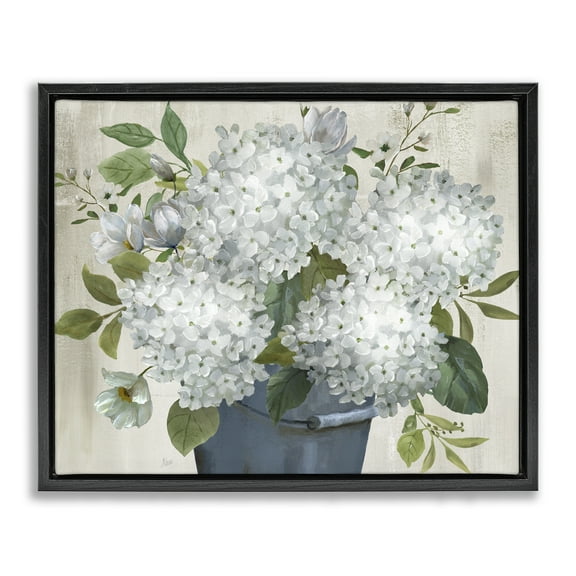 Stupell Industries Country Hydrangea Vase Botanical & Floral Painting Black Floater Framed Art Print Wall Art, 21 x 17