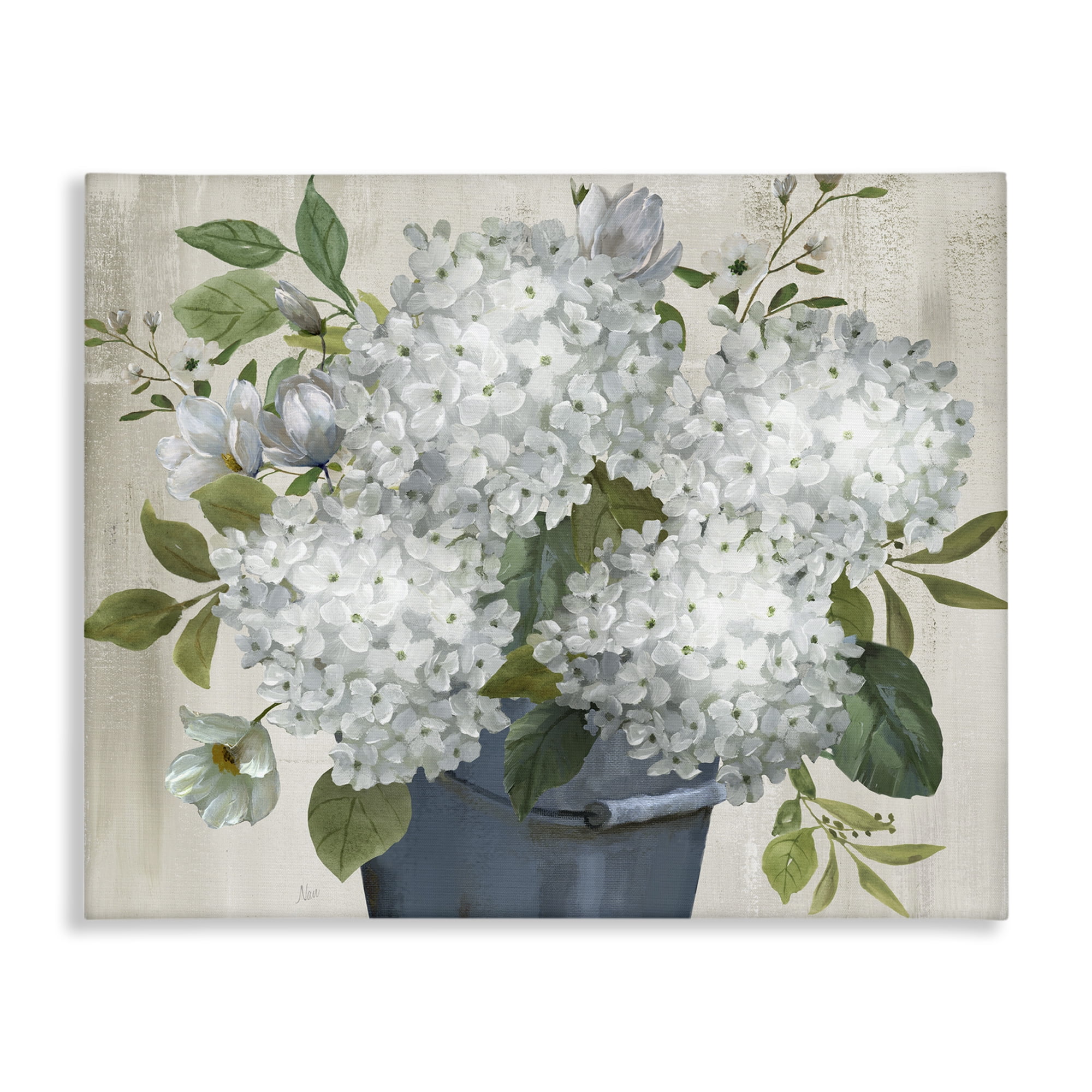 Stupell Industries Country Hydrangea Vase Botanical & Floral Painting Gallery Wrapped Canvas Art Print Wall Art, 40 x 30