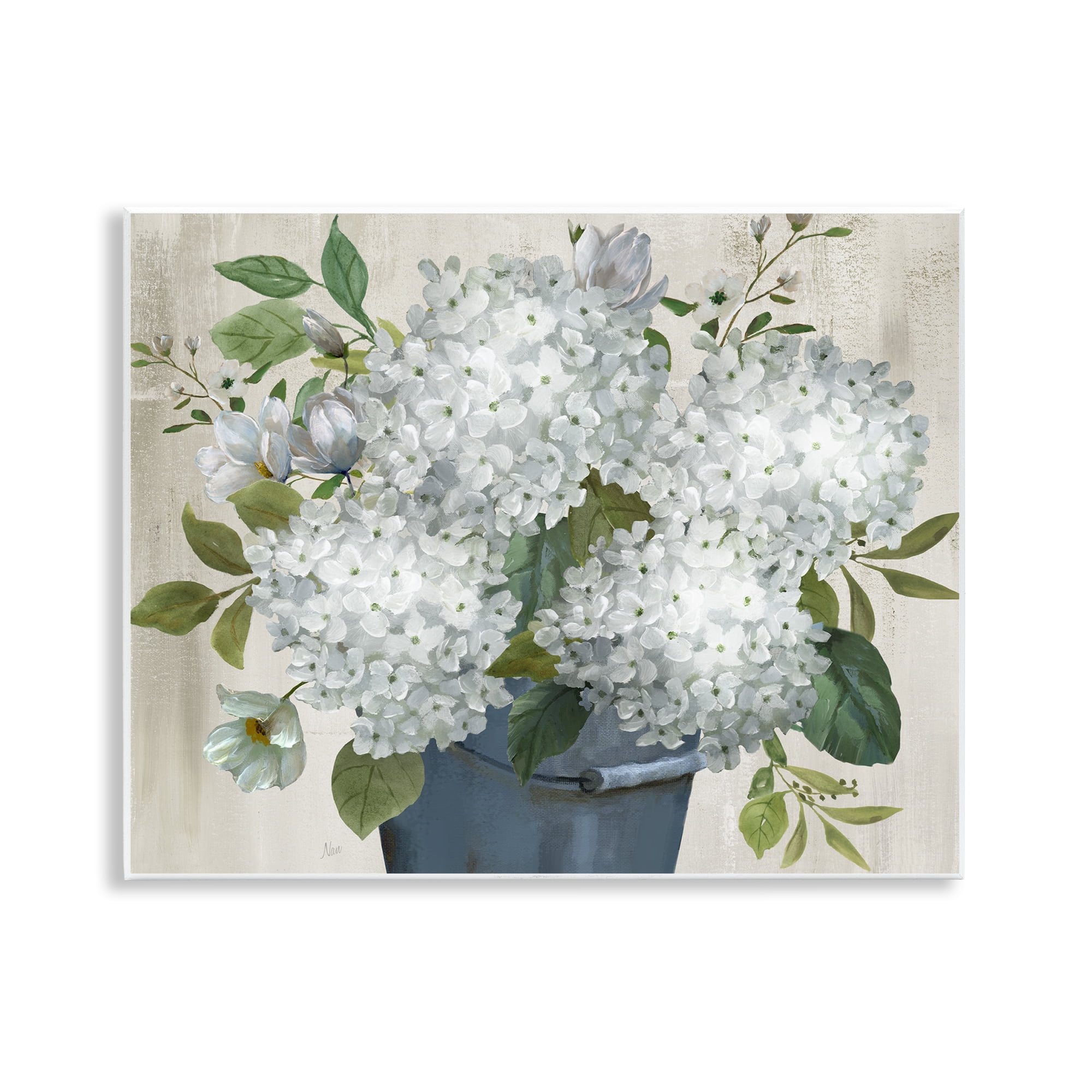 Stupell Industries Country Hydrangea Vase Botanical & Floral Painting Unframed Art Print Wall Art, 14 x 11