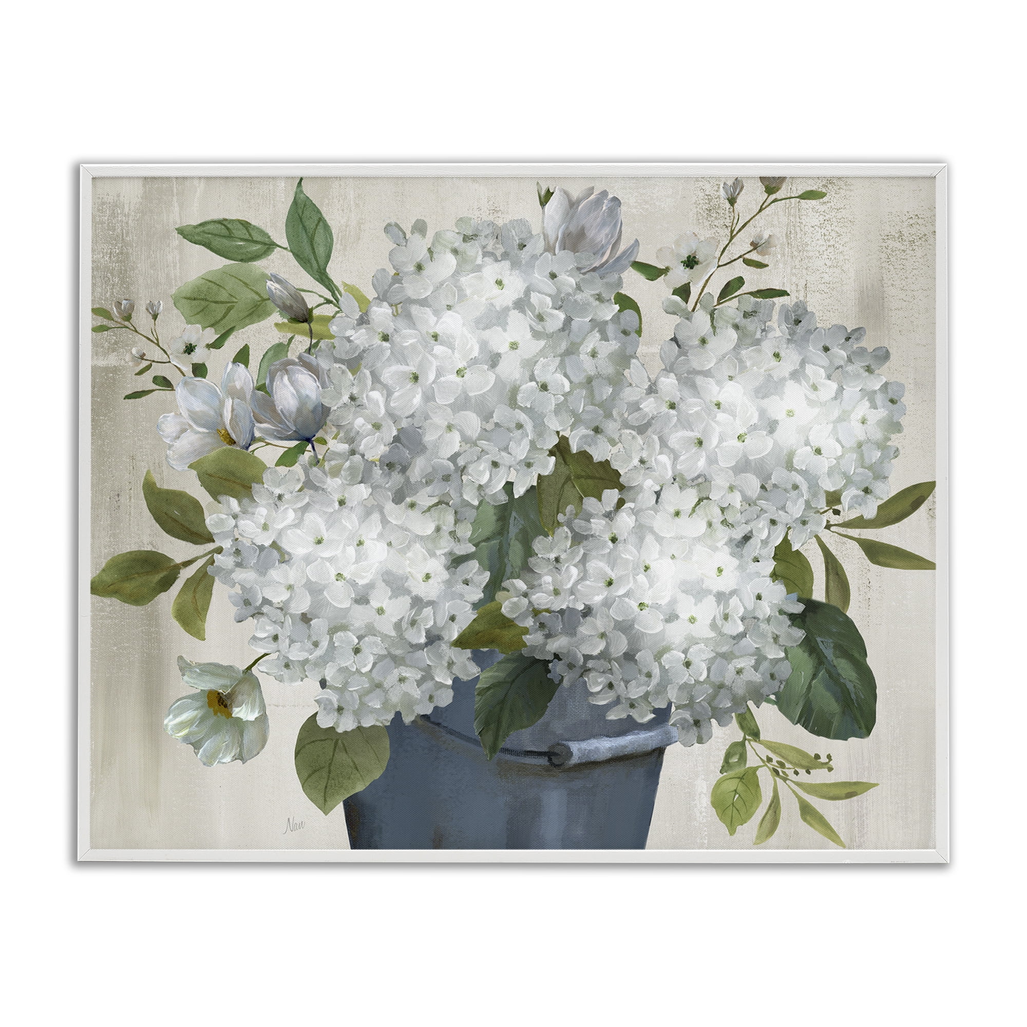 Stupell Industries Country Hydrangea Vase Botanical & Floral Painting White Framed Art Print Wall Art, 30 x 24