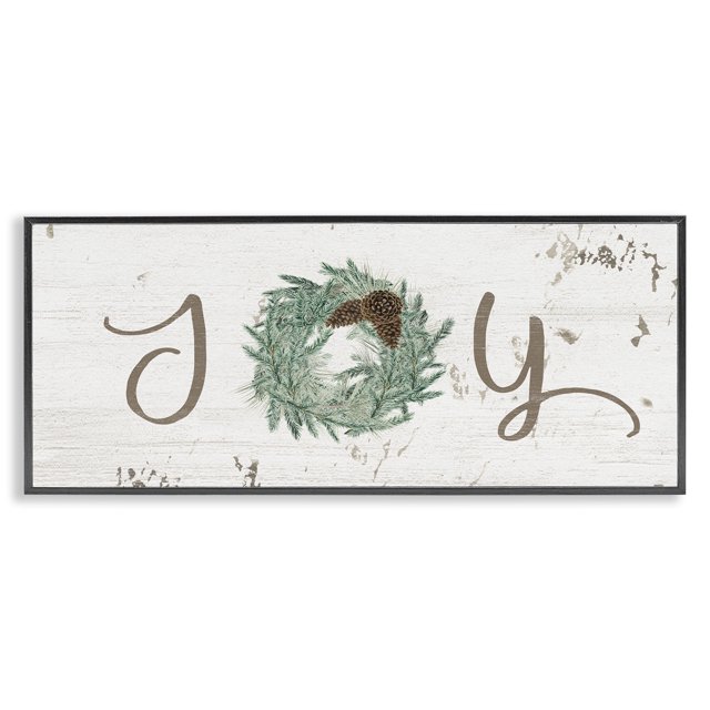 Stupell Industries Country Inspired Joy Wreath Holiday Painting Black