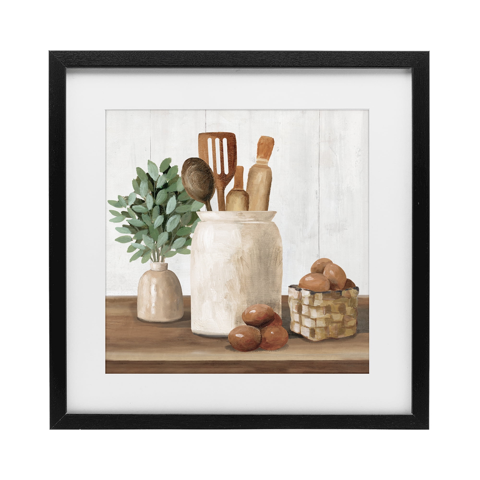 Stupell Industries Country Kitchen & Eggs Black Framed Print Under Glass, design by White Ladder