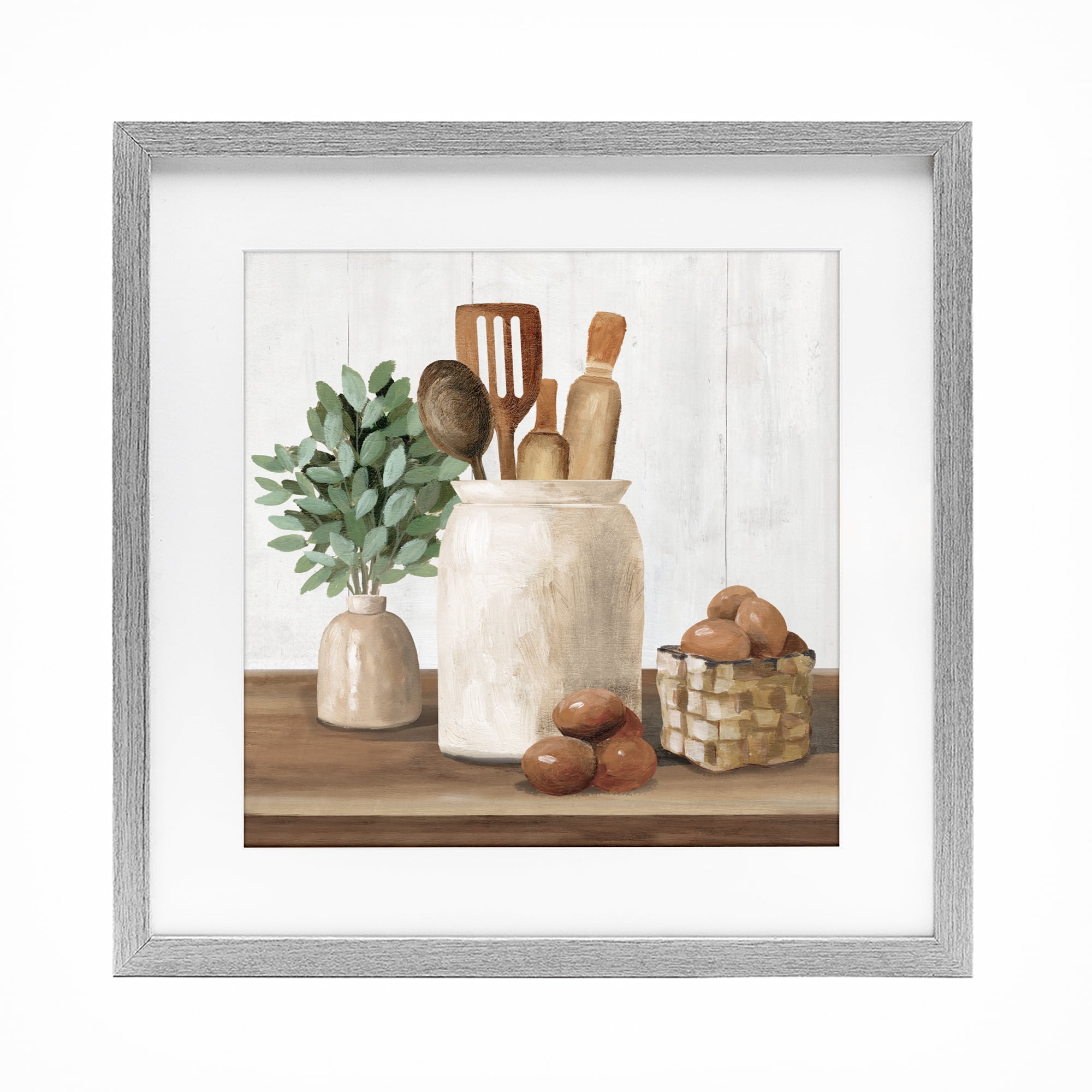 Stupell Industries Country Kitchen & Eggs Gray Framed Print Under Glass, design by White Ladder