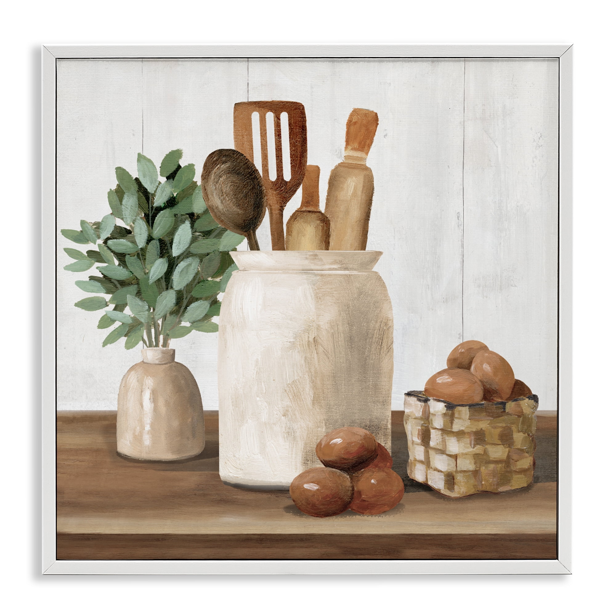 Stupell Industries Country Kitchen & Eggs White Framed Giclee Art, design by White Ladder
