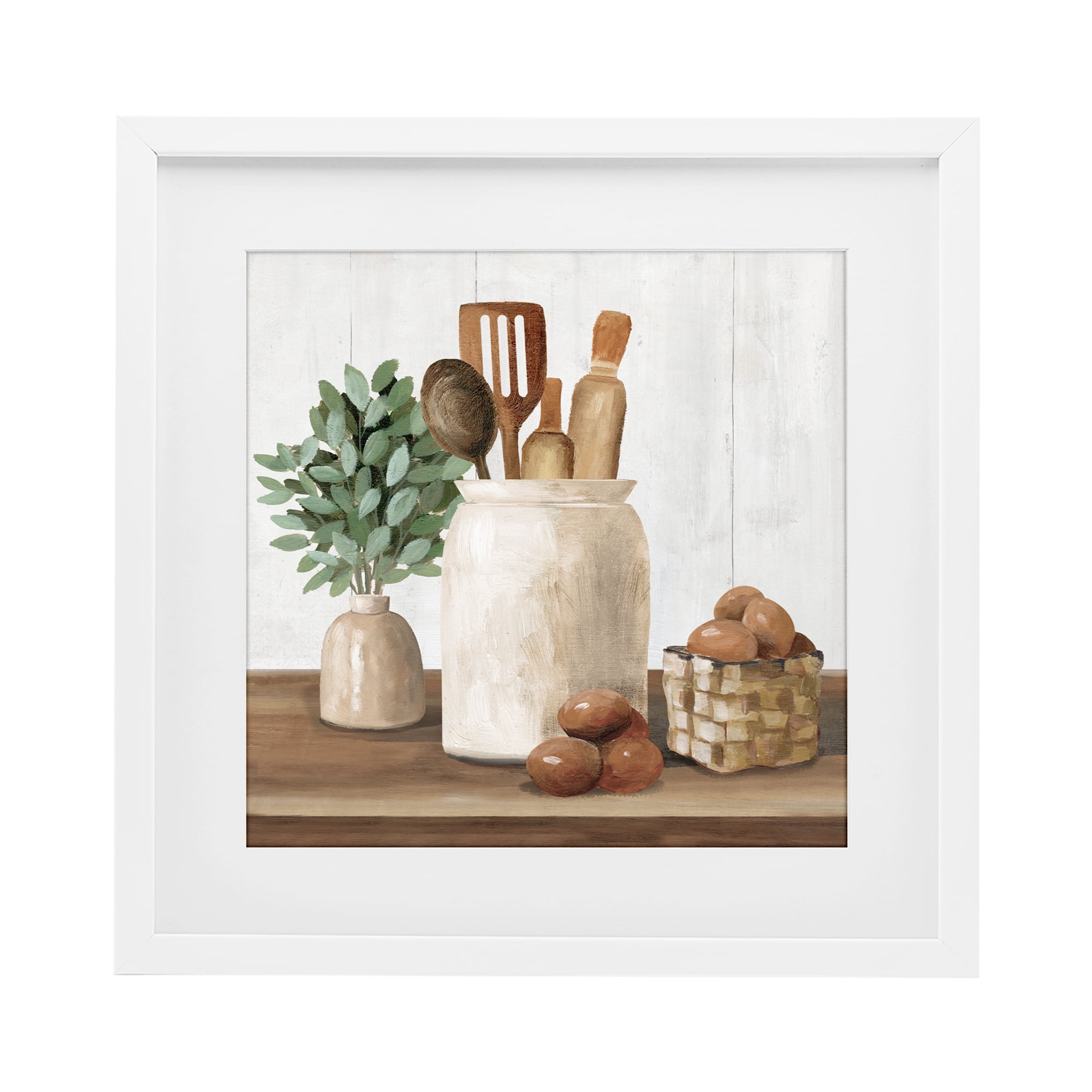 Stupell Industries Country Kitchen & Eggs White Framed Print Under Glass, design by White Ladder