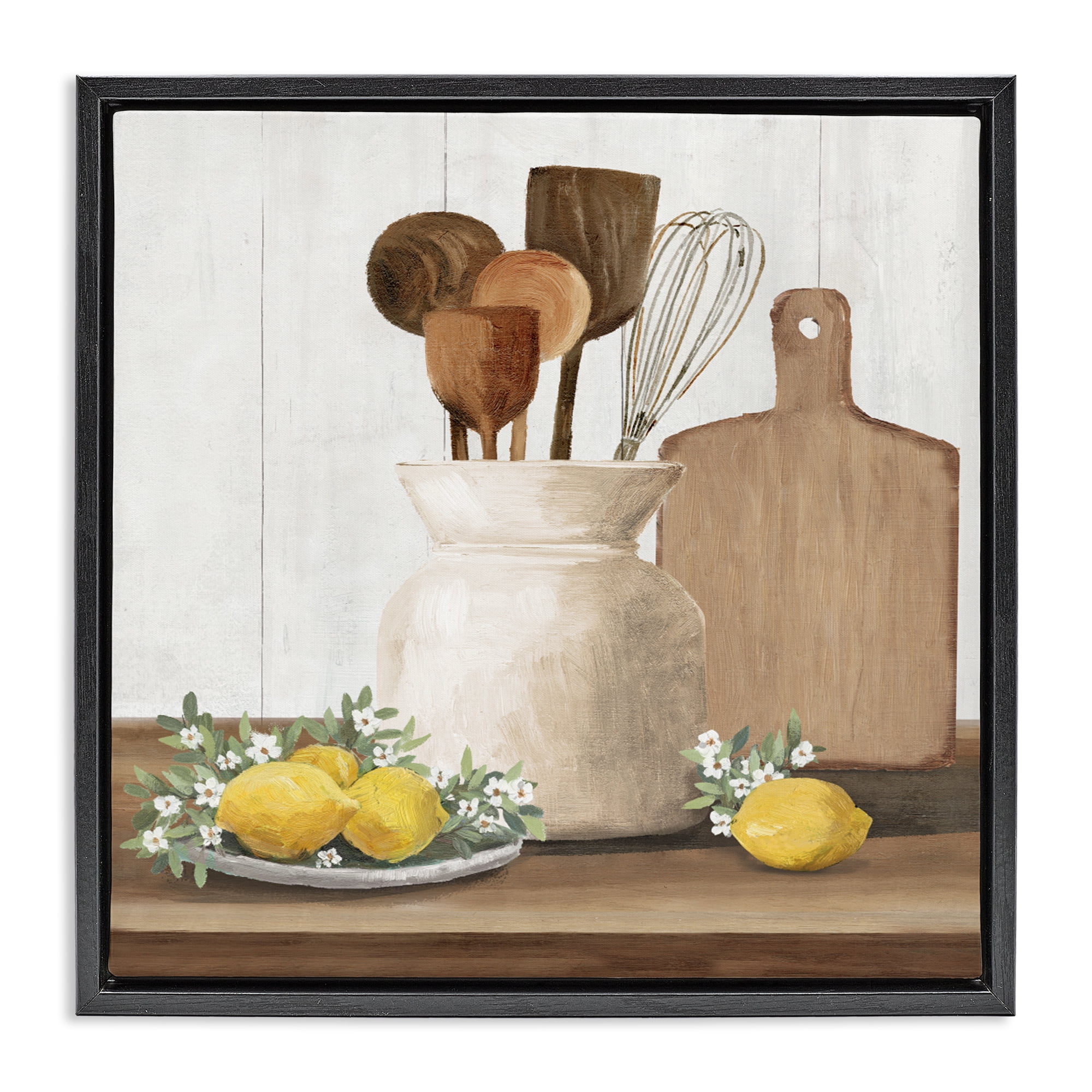 Stupell Industries Country Kitchen & Lemons Black Framed Floater Canvas Wall Art, design by White Ladder