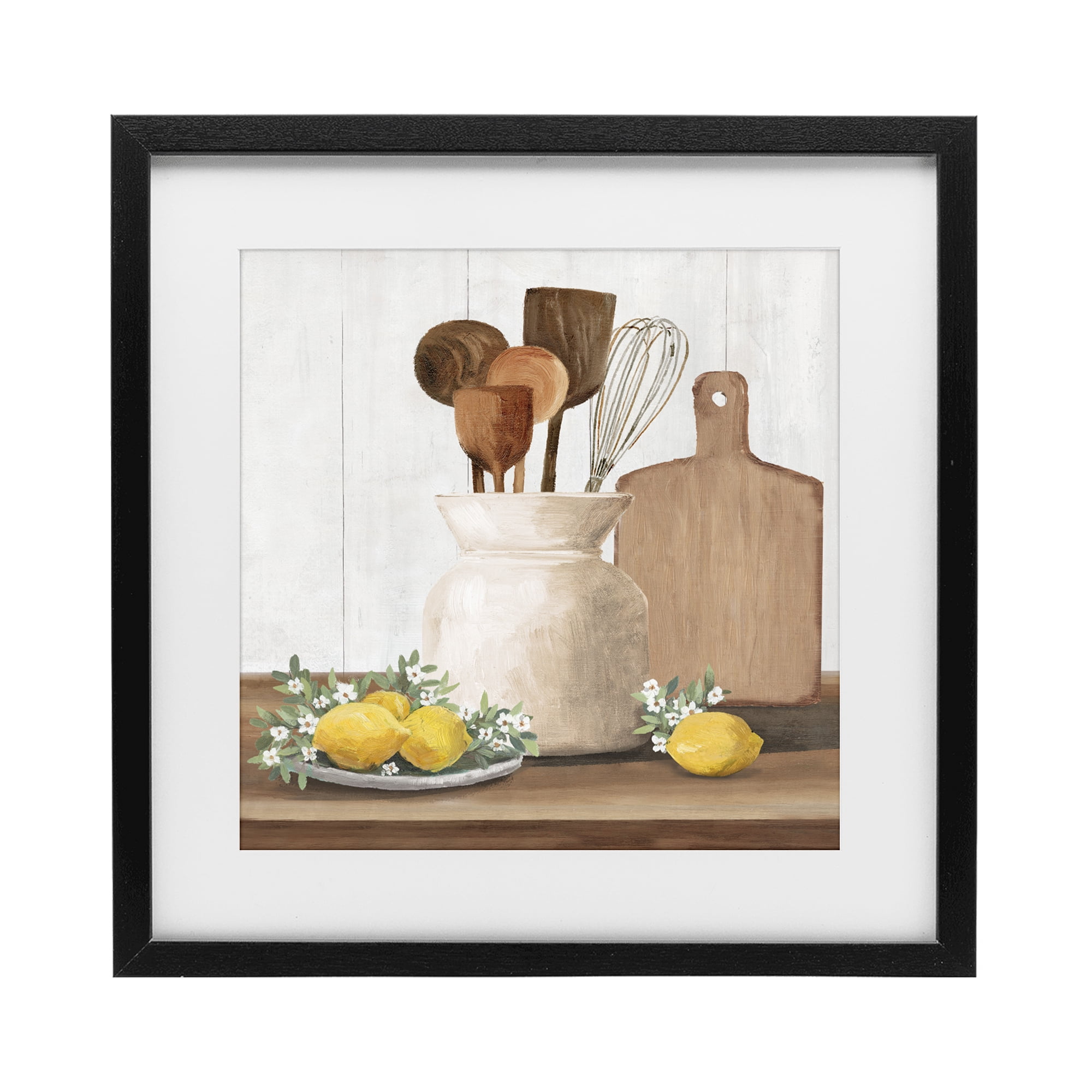 Stupell Industries Country Kitchen & Lemons Black Framed Print Under Glass, design by White Ladder