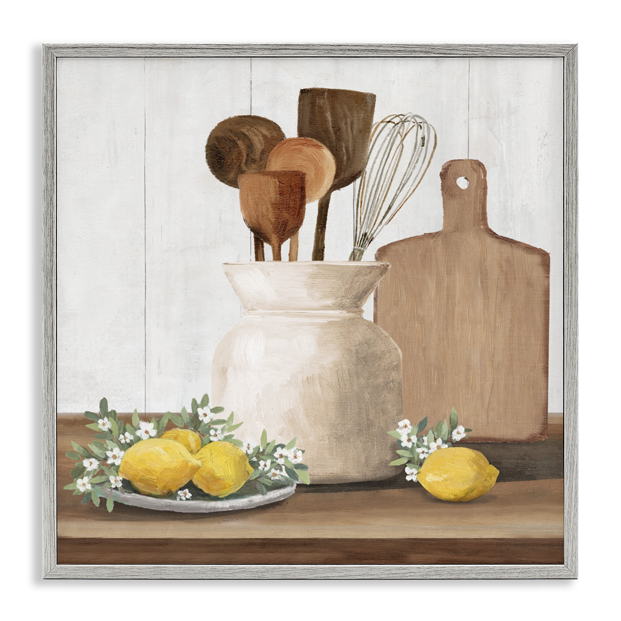 Stupell Industries Country Kitchen & Lemons Gray Framed Giclee Art, design by White Ladder