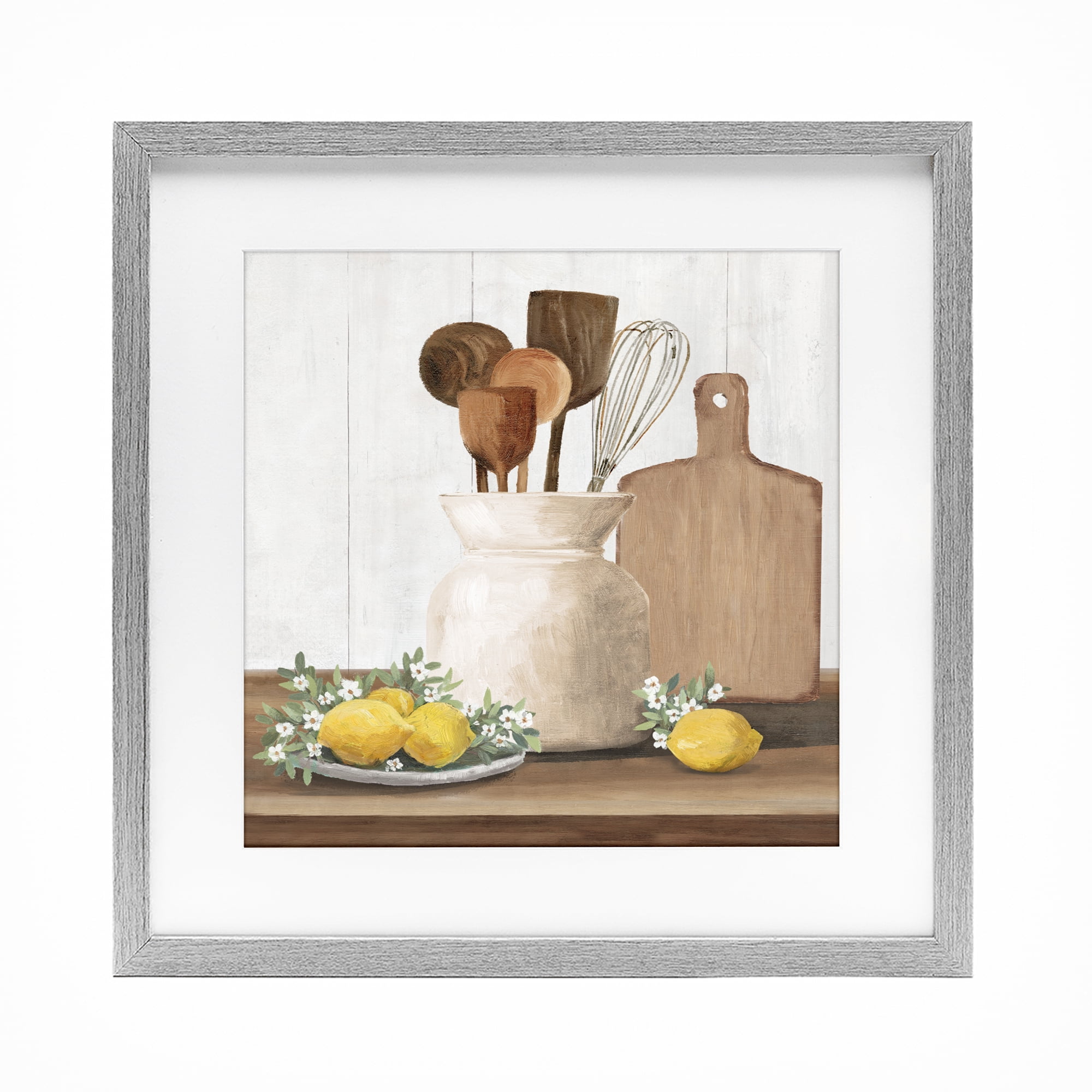 Stupell Industries Country Kitchen & Lemons Gray Framed Print Under Glass, design by White Ladder