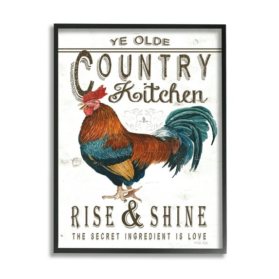 Stupell Industries Country Kitchen Rustic Phrase Botanical & Floral Painting Black Framed Art Print Wall Art, 16 x 20