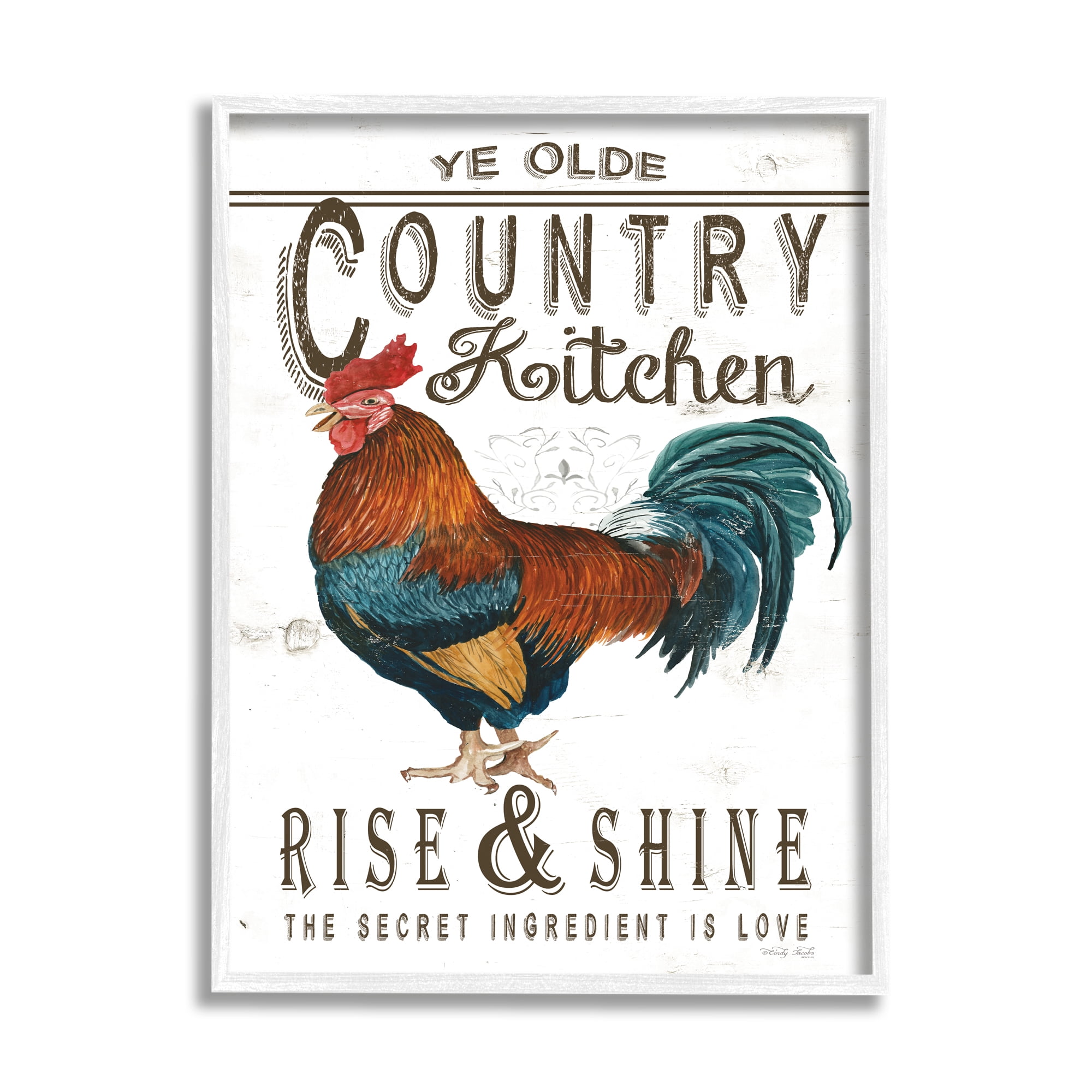 Stupell Industries Country Kitchen Rustic Phrase Botanical & Floral Painting White Framed Art Print Wall Art, 16 x 20