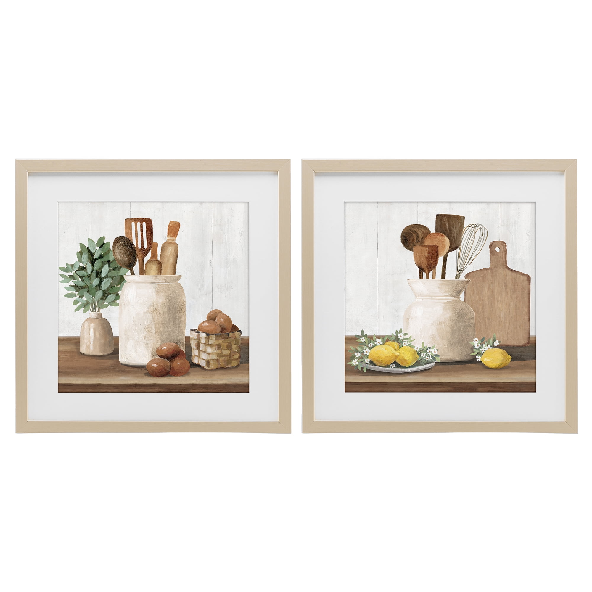 Stupell Industries Country Kitchen Setup 2 Piece Birch Framed Print Under Glass Set, design by White Ladder