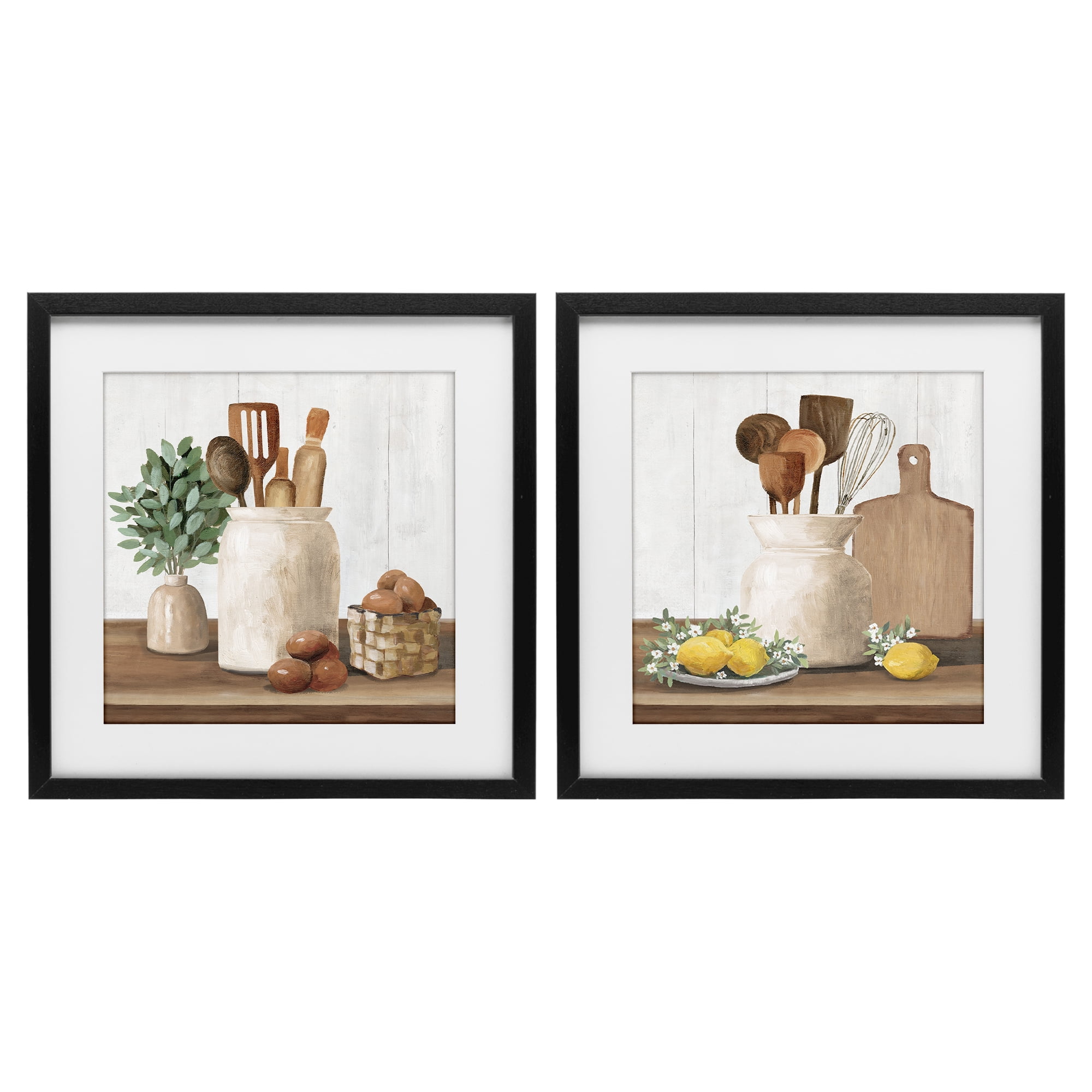Stupell Industries Country Kitchen Setup 2 Piece Black Framed Print Under Glass Set, design by White Ladder