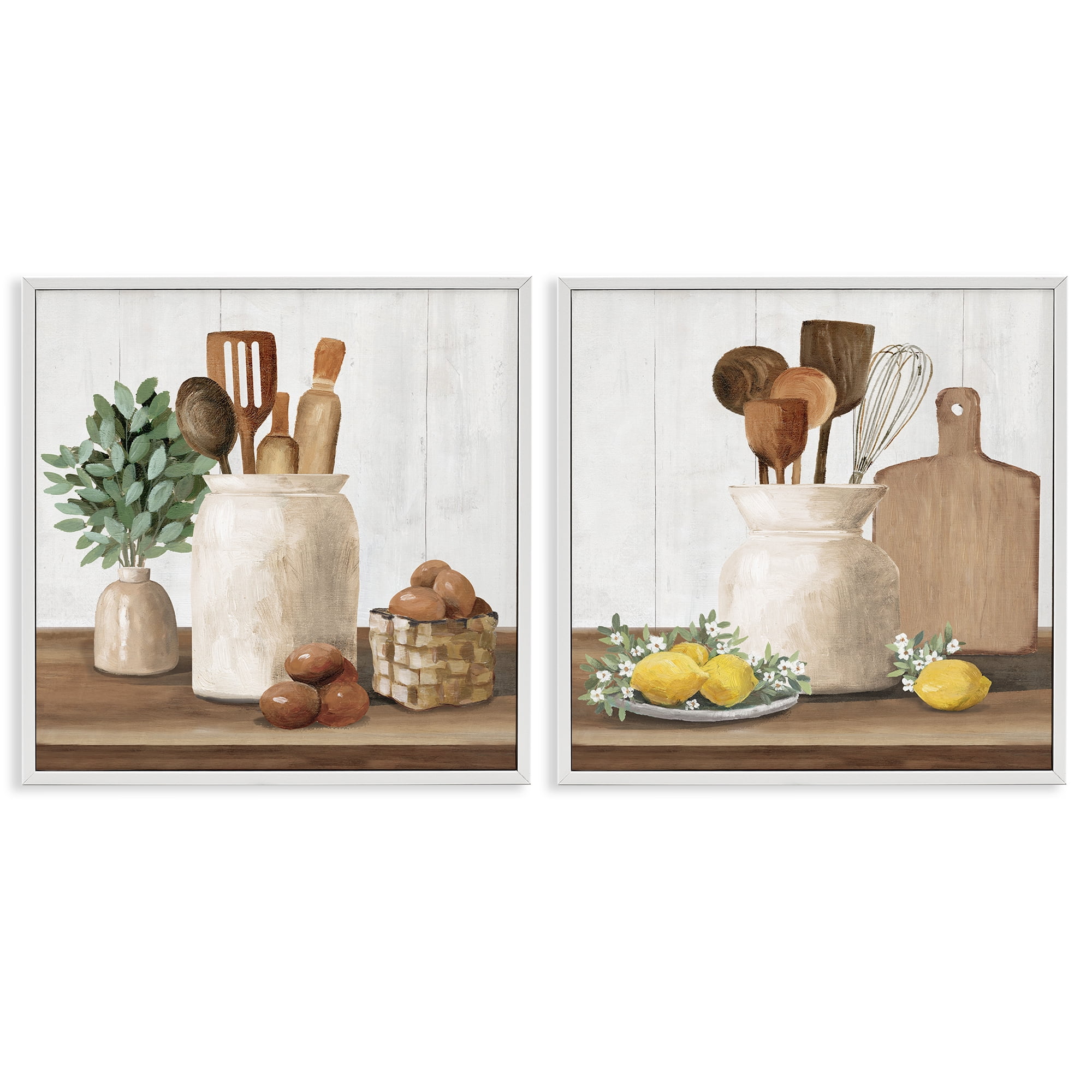 Stupell Industries Country Kitchen Setup 2 Piece White Framed Giclee Art Set, design by White Ladder